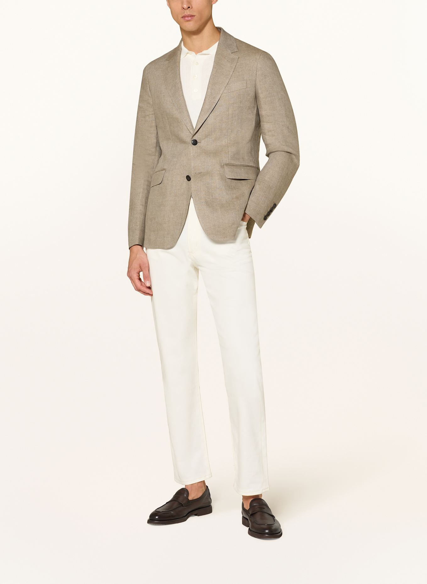 HACKETT LONDON Lniana marynarka extra slim fit: BEŻOWY
