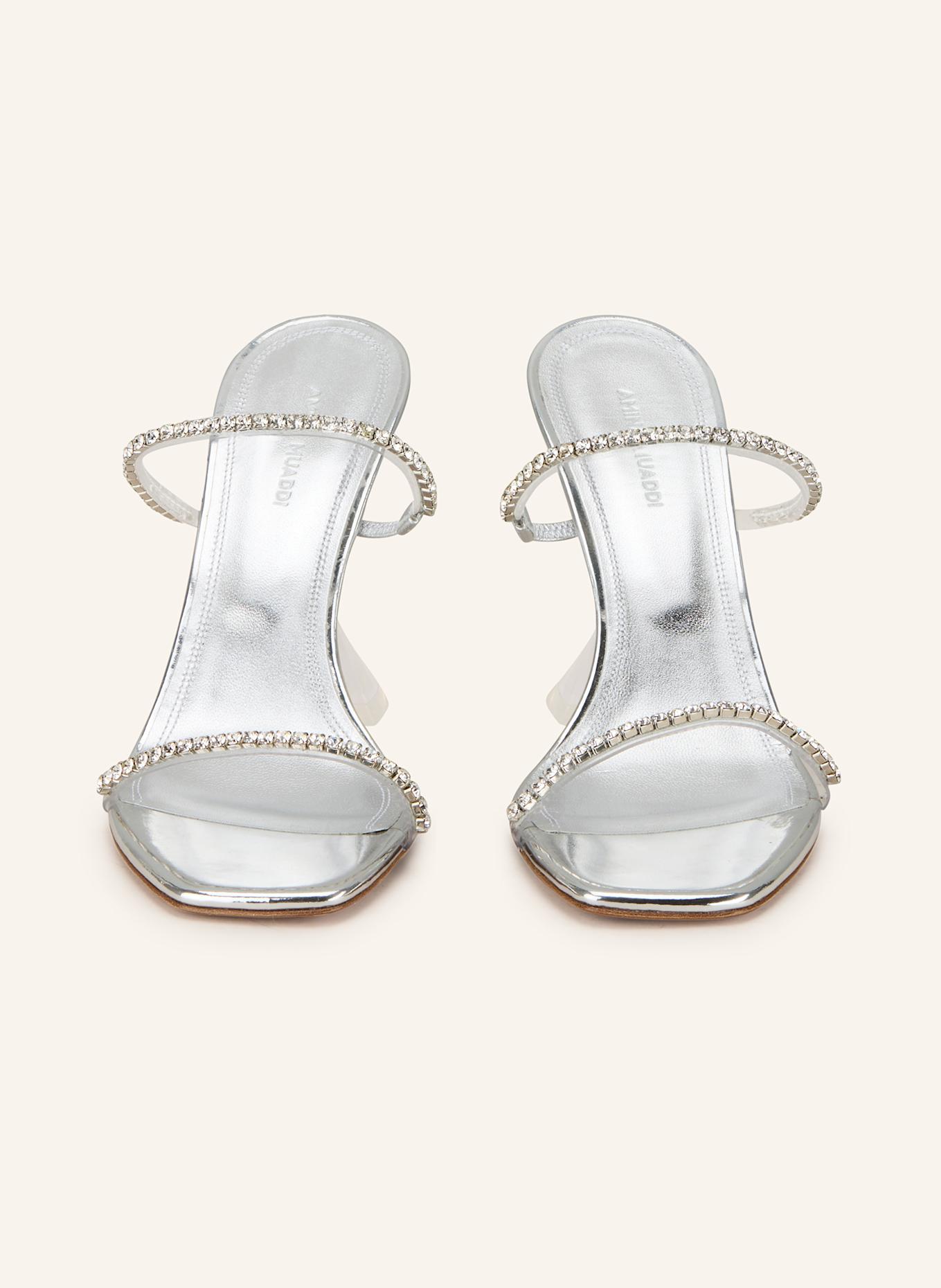 AMINA MUADDI Mules GILDA with decorative gems: SILVER