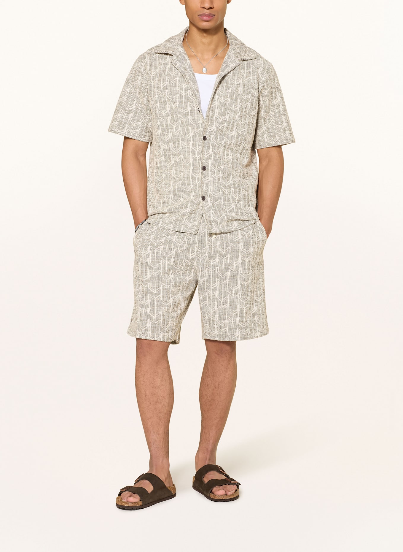 NN.07 Resorthemd JULIO Regular Fit aus Jersey: OLIV / CREME