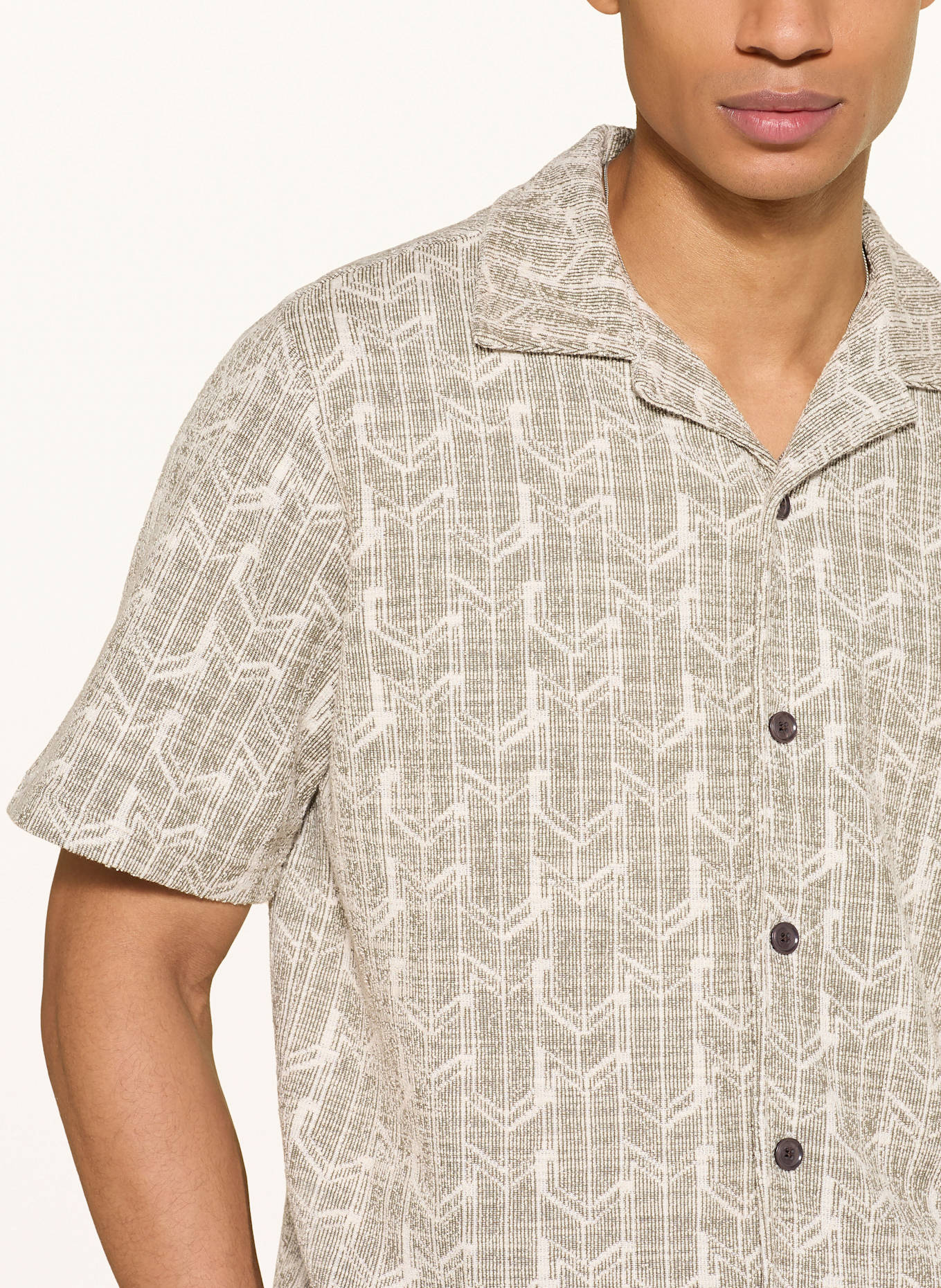 NN.07 Resorthemd JULIO Regular Fit aus Jersey: OLIV / CREME