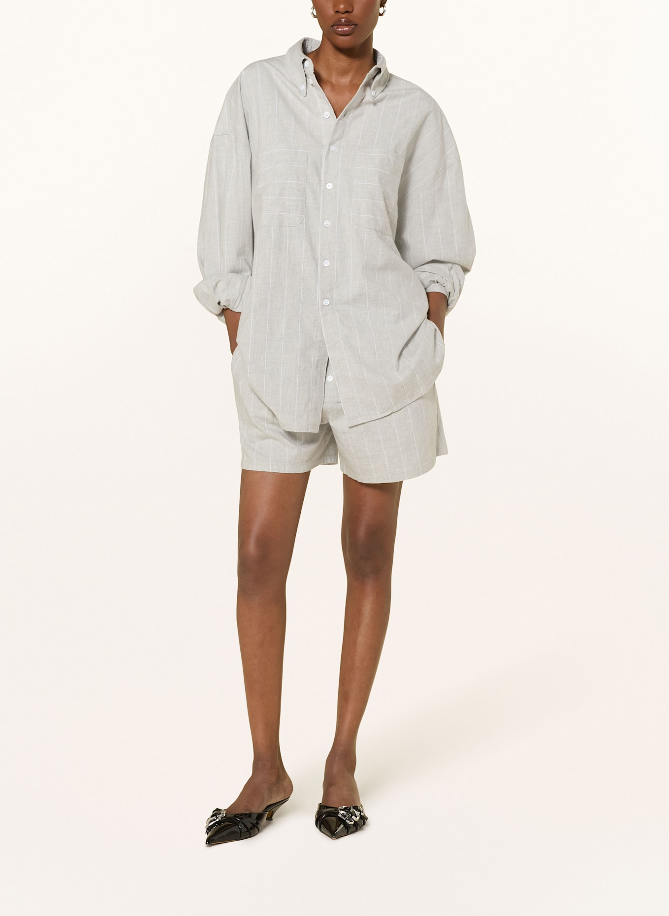 black palms Oversized-Hemdbuse BRINO: TAUPE / HELLGRAU