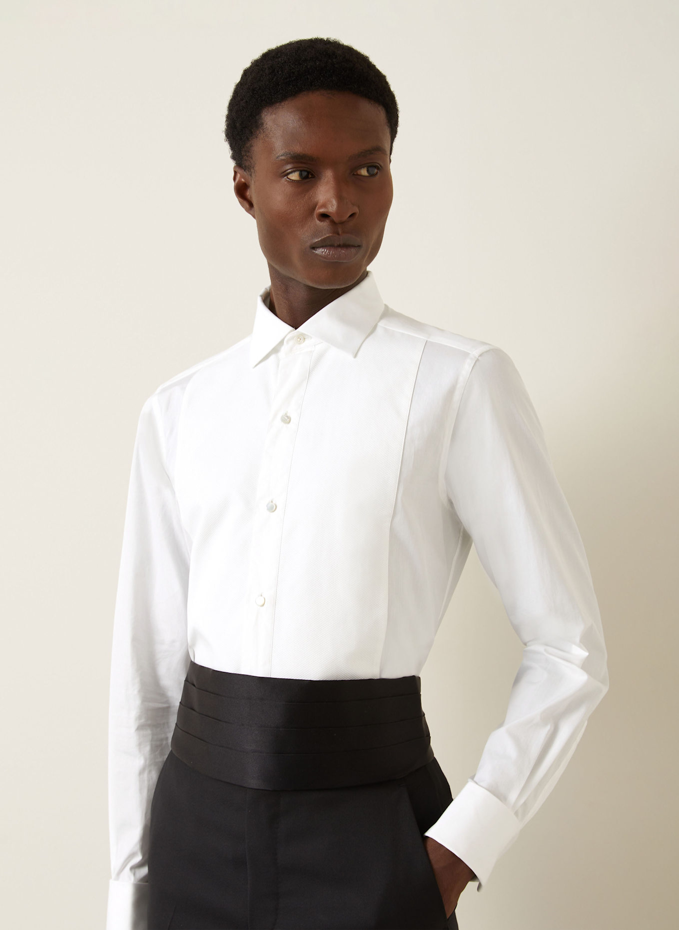 ZEGNA Smoking-Hemd Regular Fit mit Umschlagmanschette: WEISS