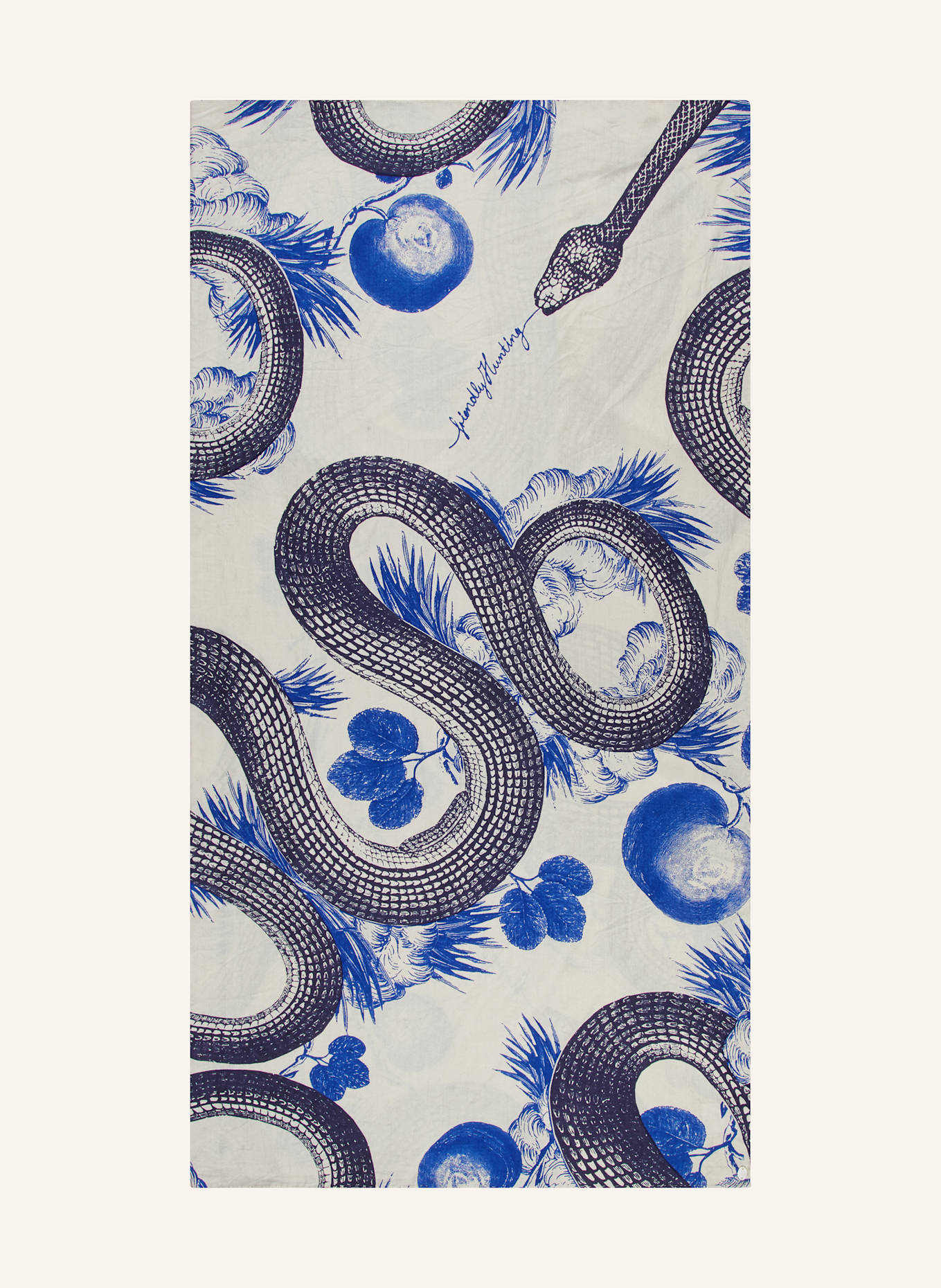 friendly hunting Seidentuch GARDEN EDEN: CREME / DUNKELBLAU / BLAU