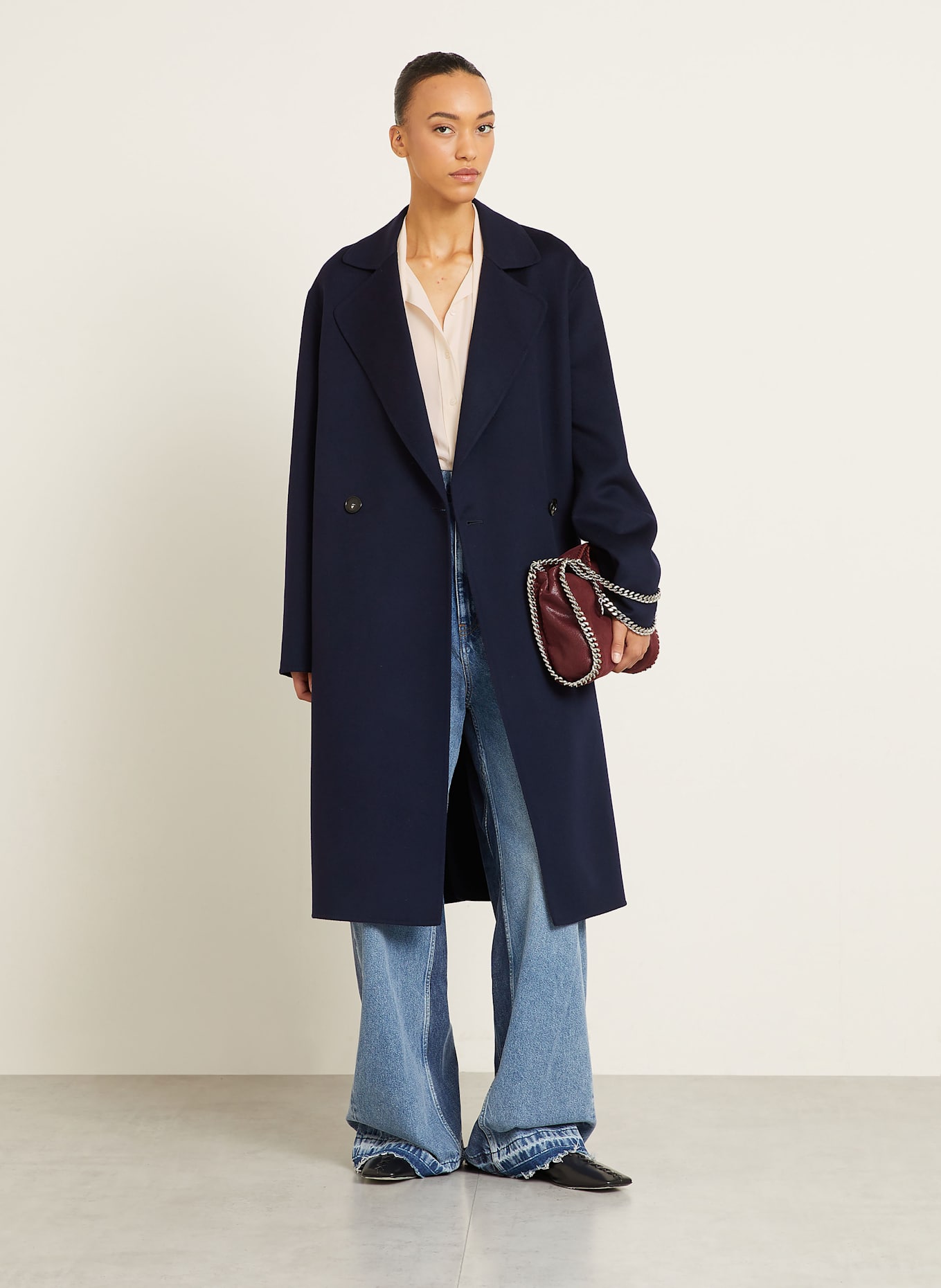 STELLA McCARTNEY Vlněný kabát: TMAVĚ MODRÁ