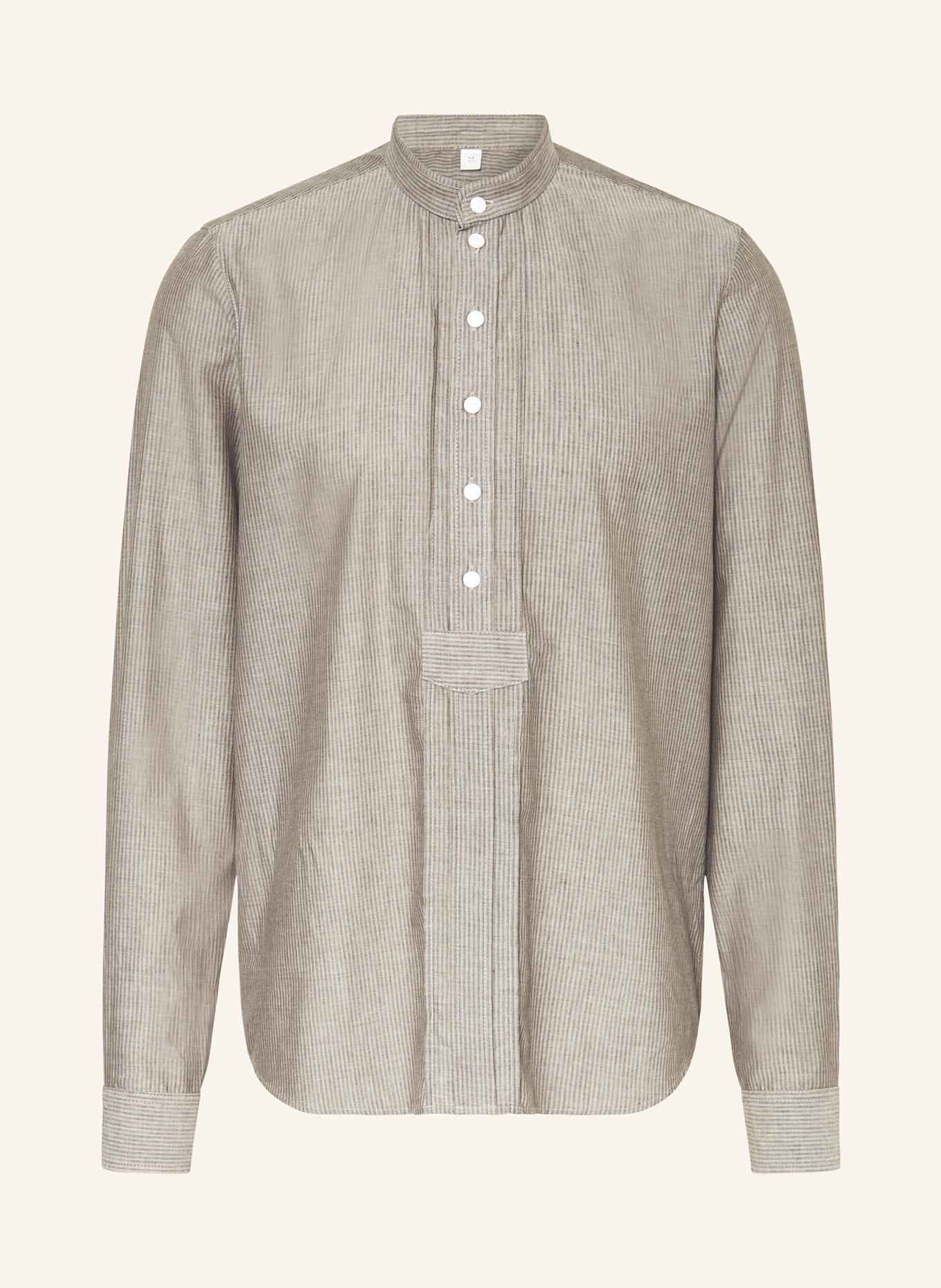 Grasegger Traditional shirt KOPEKE Regular fit with stand-up collar: BEIGE/ GRAY