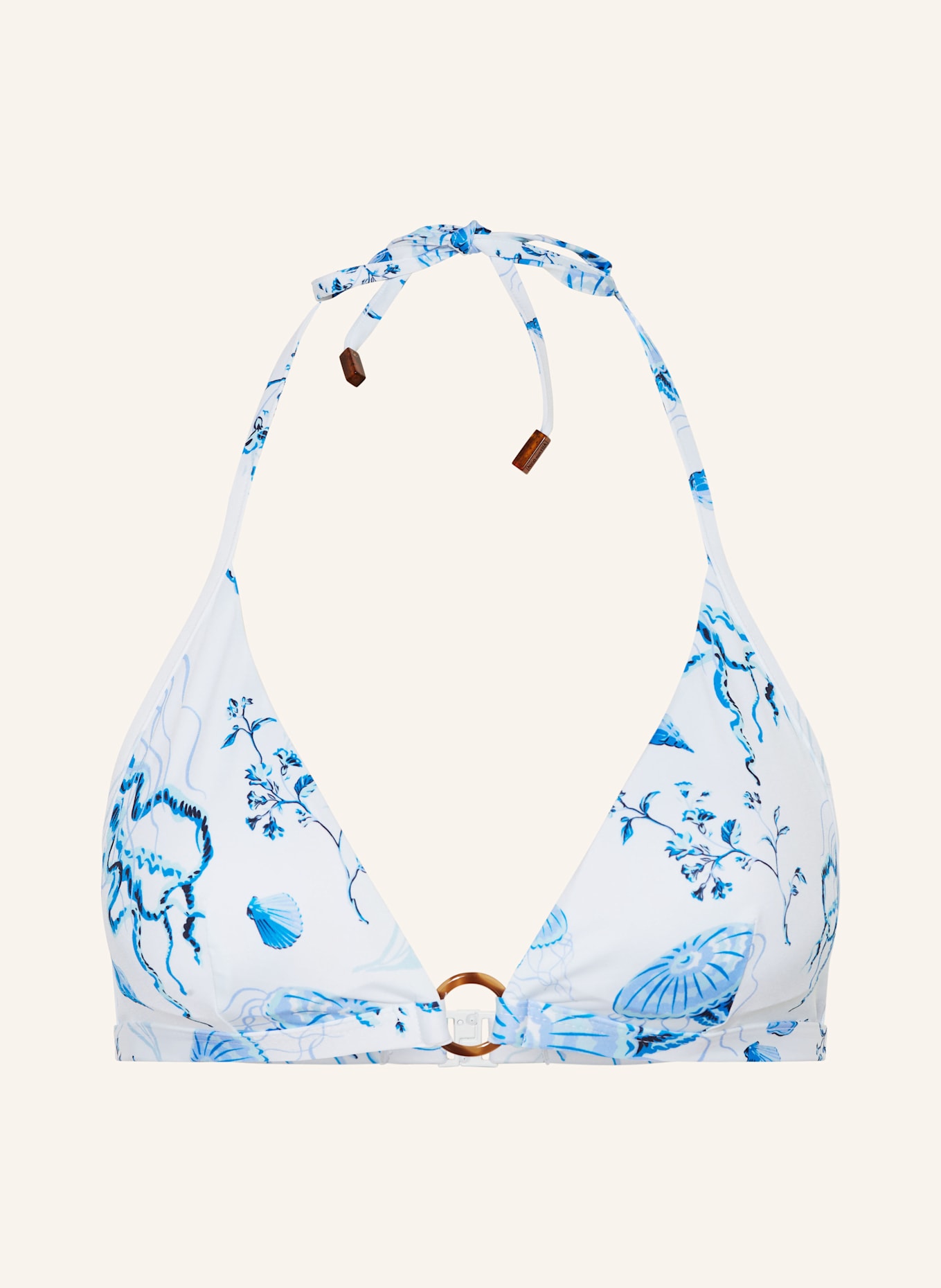 VILEBREQUIN Neckholder-Bikini-Top MEDUSA AND SHELLS: WEISS/ HELLBLAU/ TÜRKIS