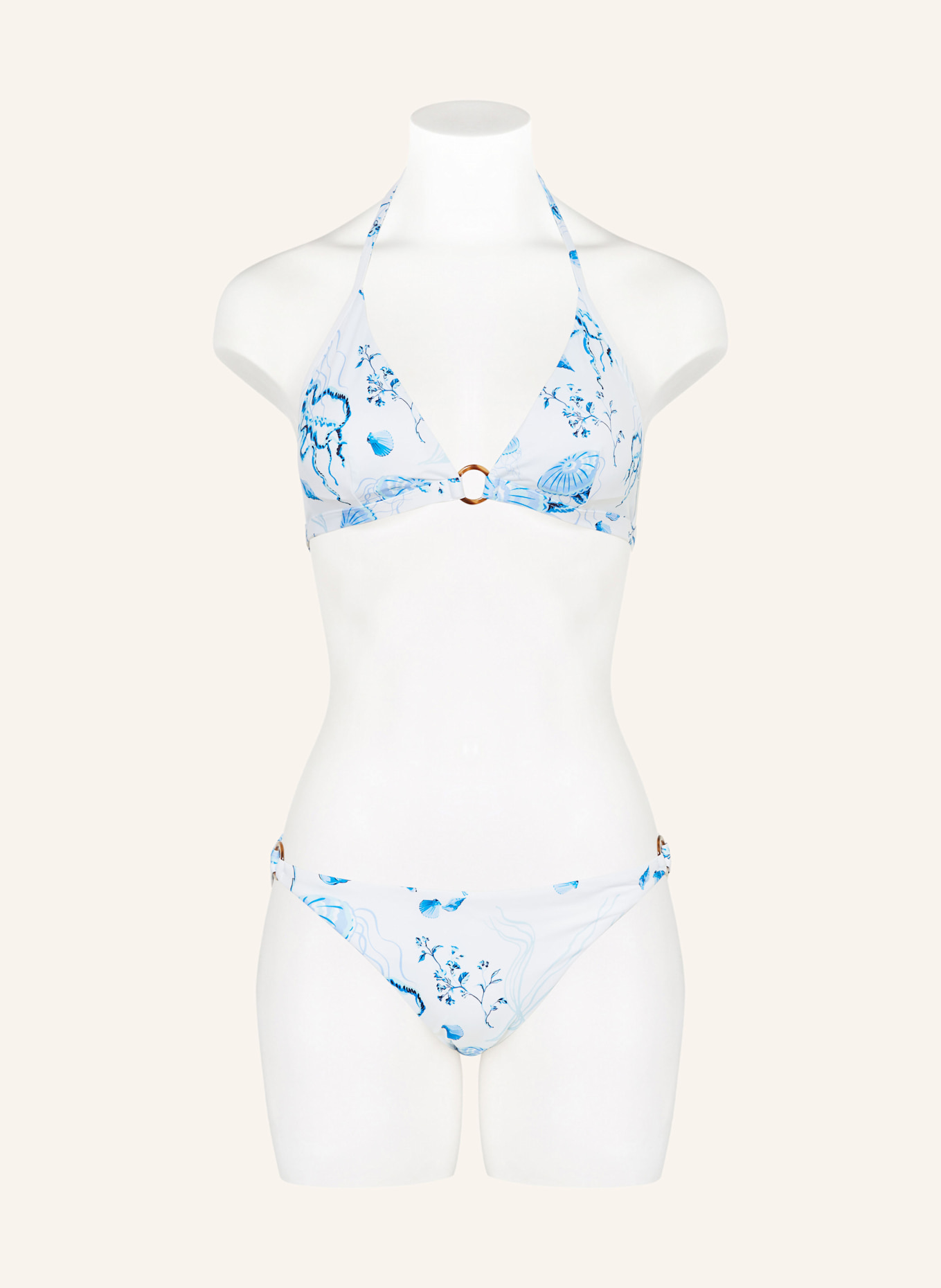 VILEBREQUIN Neckholder-Bikini-Top MEDUSA AND SHELLS: WEISS/ HELLBLAU/ TÜRKIS