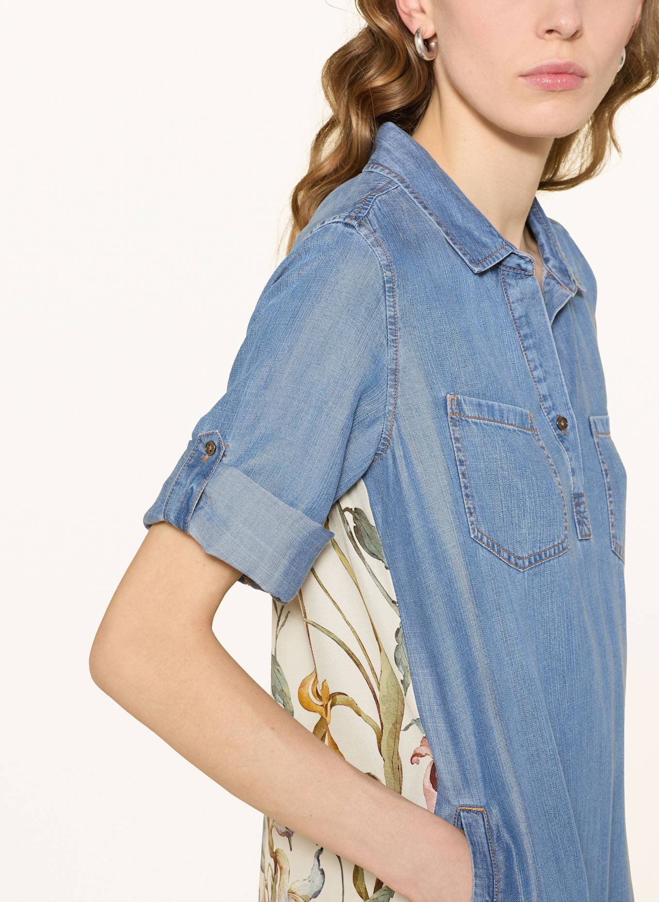 CATNOIR Hemdblusenkleid: BLAU / ECRU / GELB