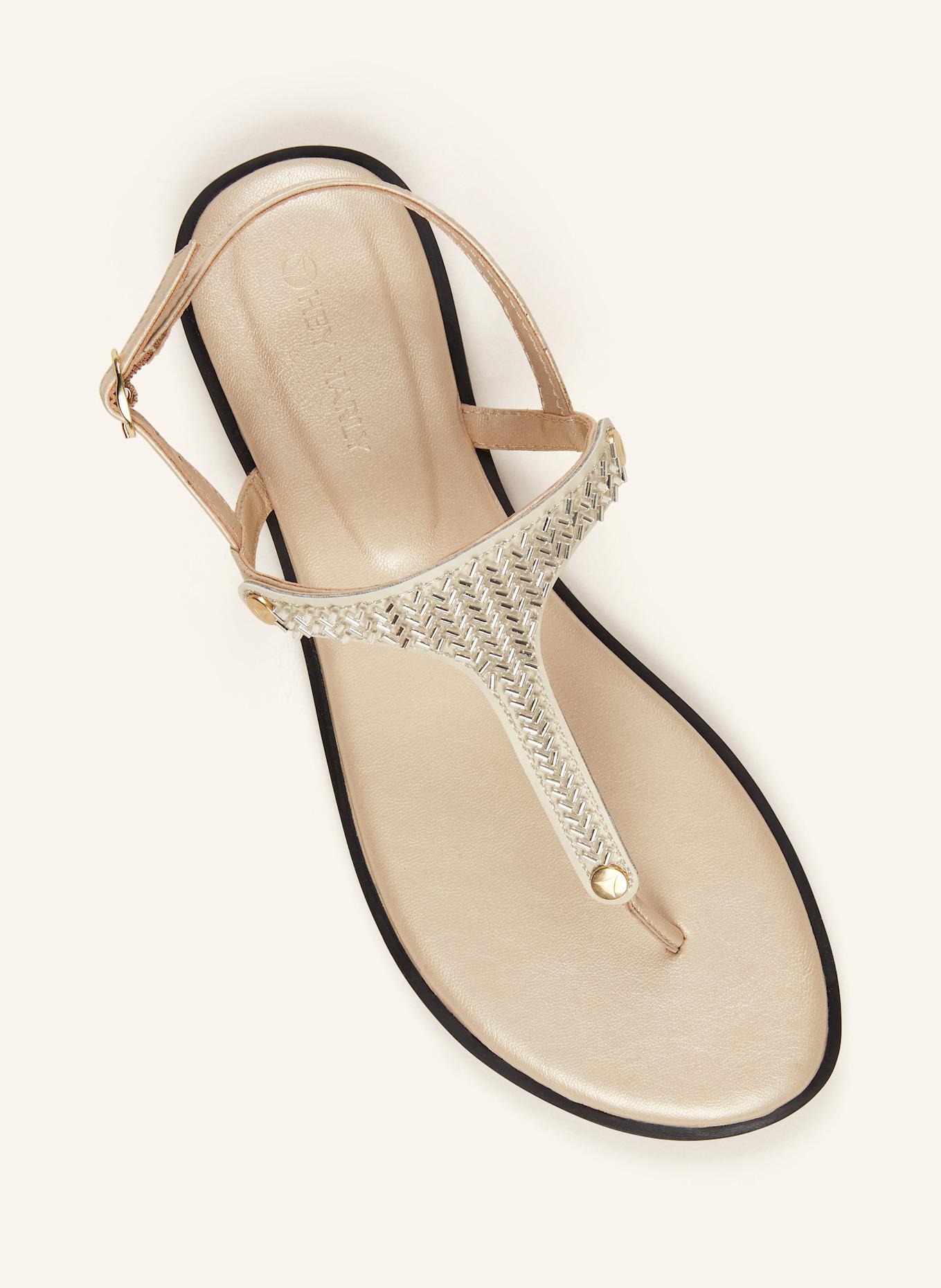 HEY MARLY Sandalen-Topping METALLIC BEADS mit Schmucksteinen: ECRU / SILBER