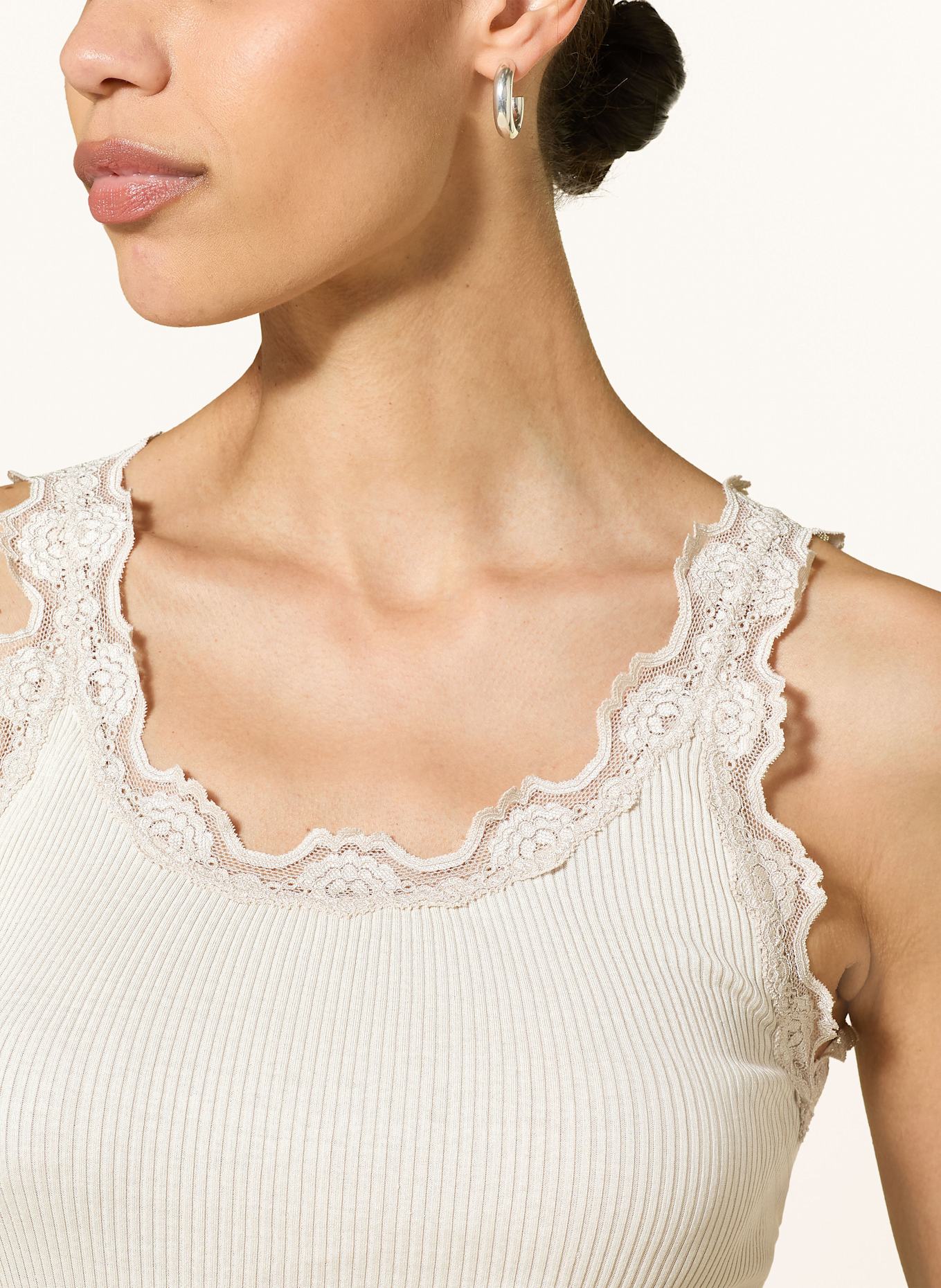 rosemunde Seidentop BABETTE mit Spitze: HELLGRAU