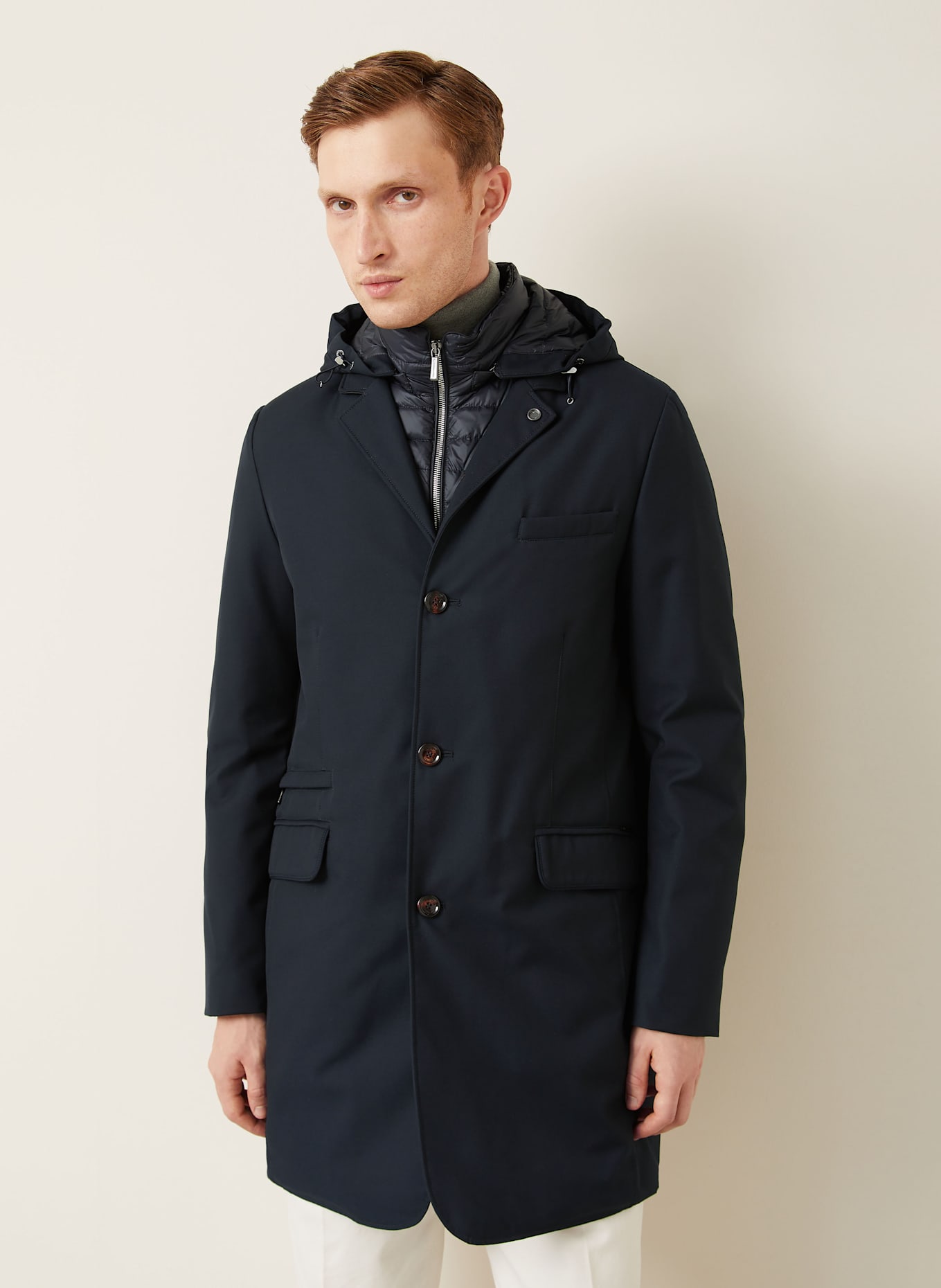 MOORER Mantel: DUNKELBLAU