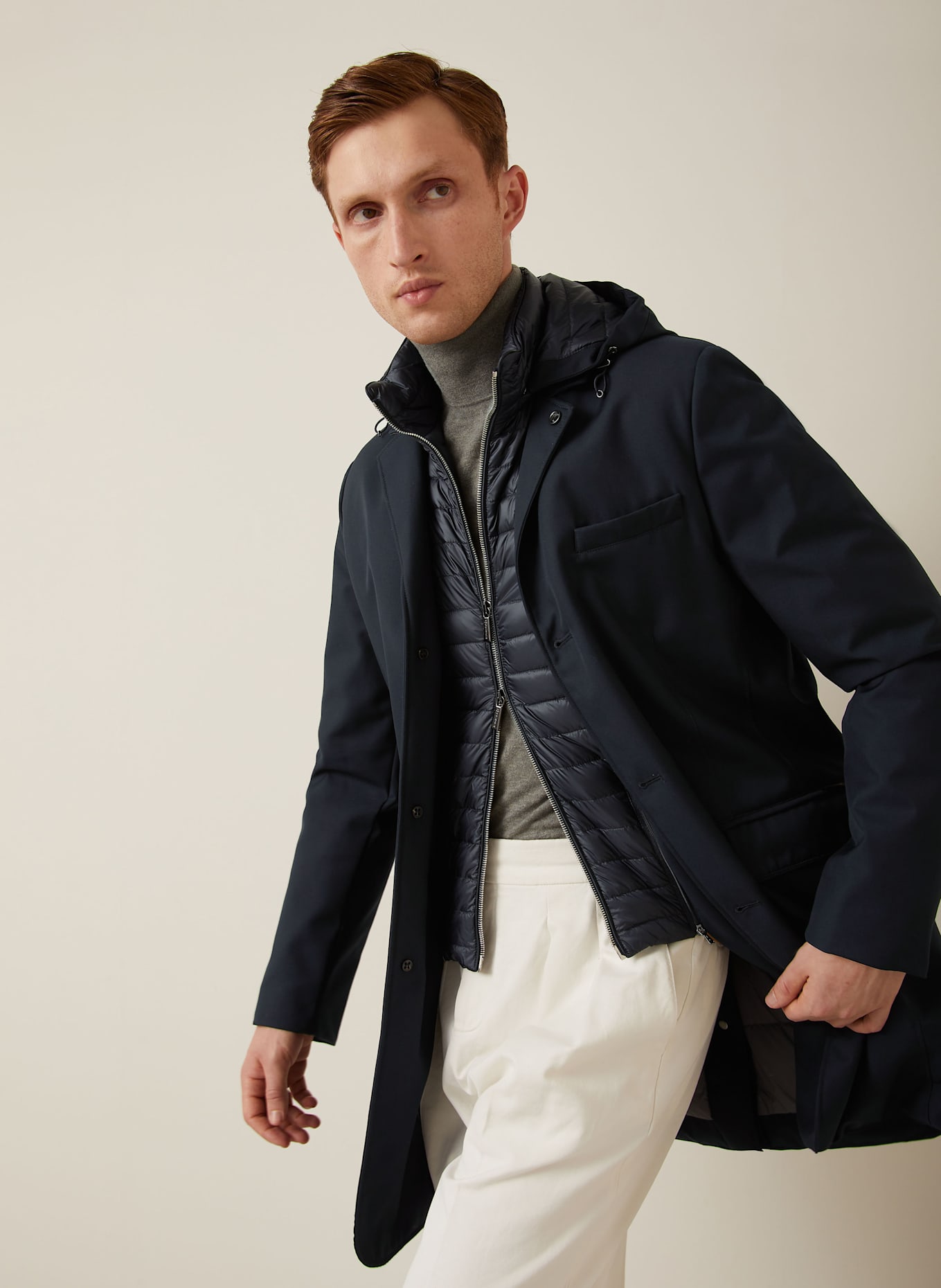 MOORER Mantel: DUNKELBLAU