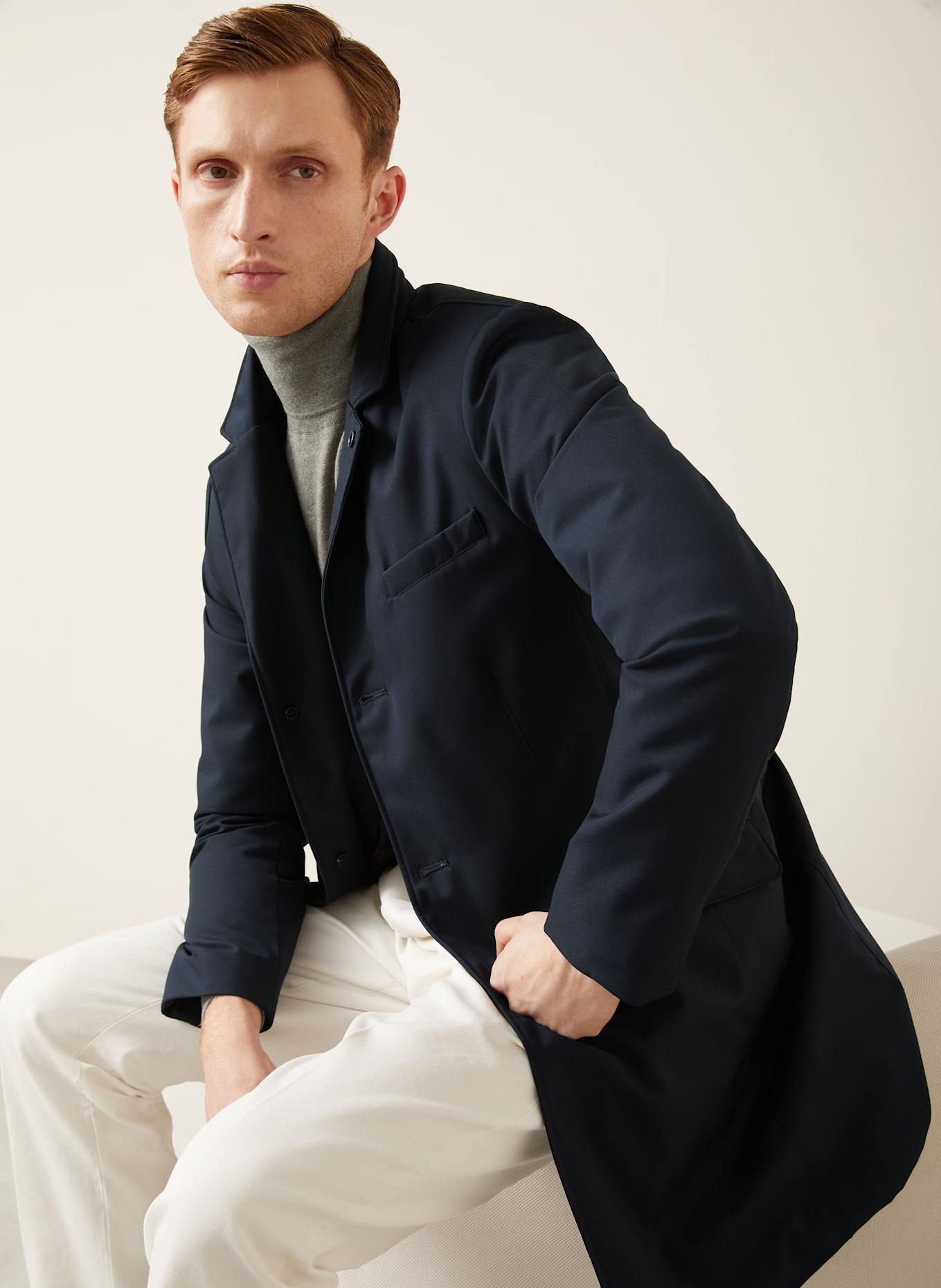 MOORER Mantel: DUNKELBLAU