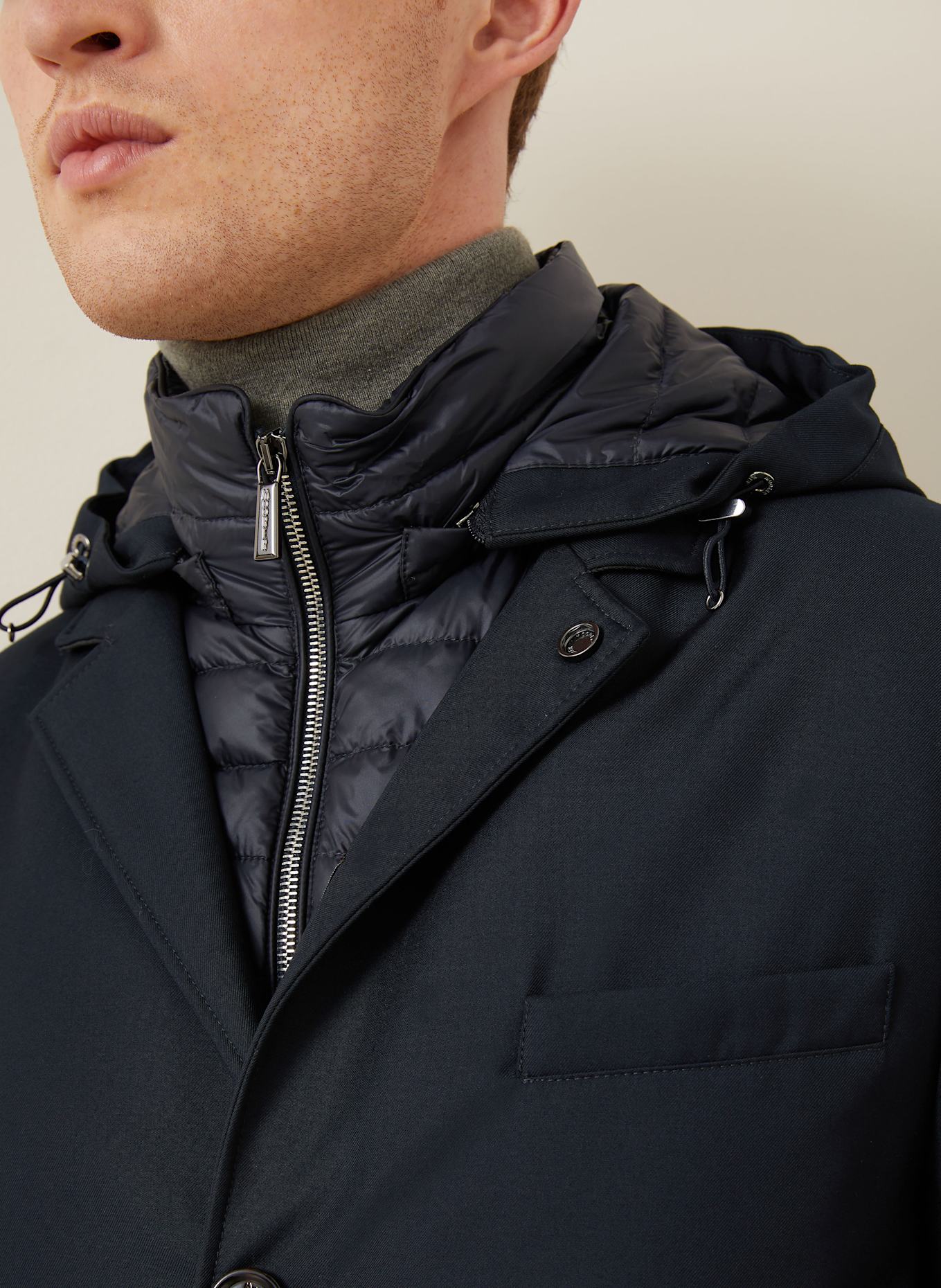 MOORER Mantel: DUNKELBLAU