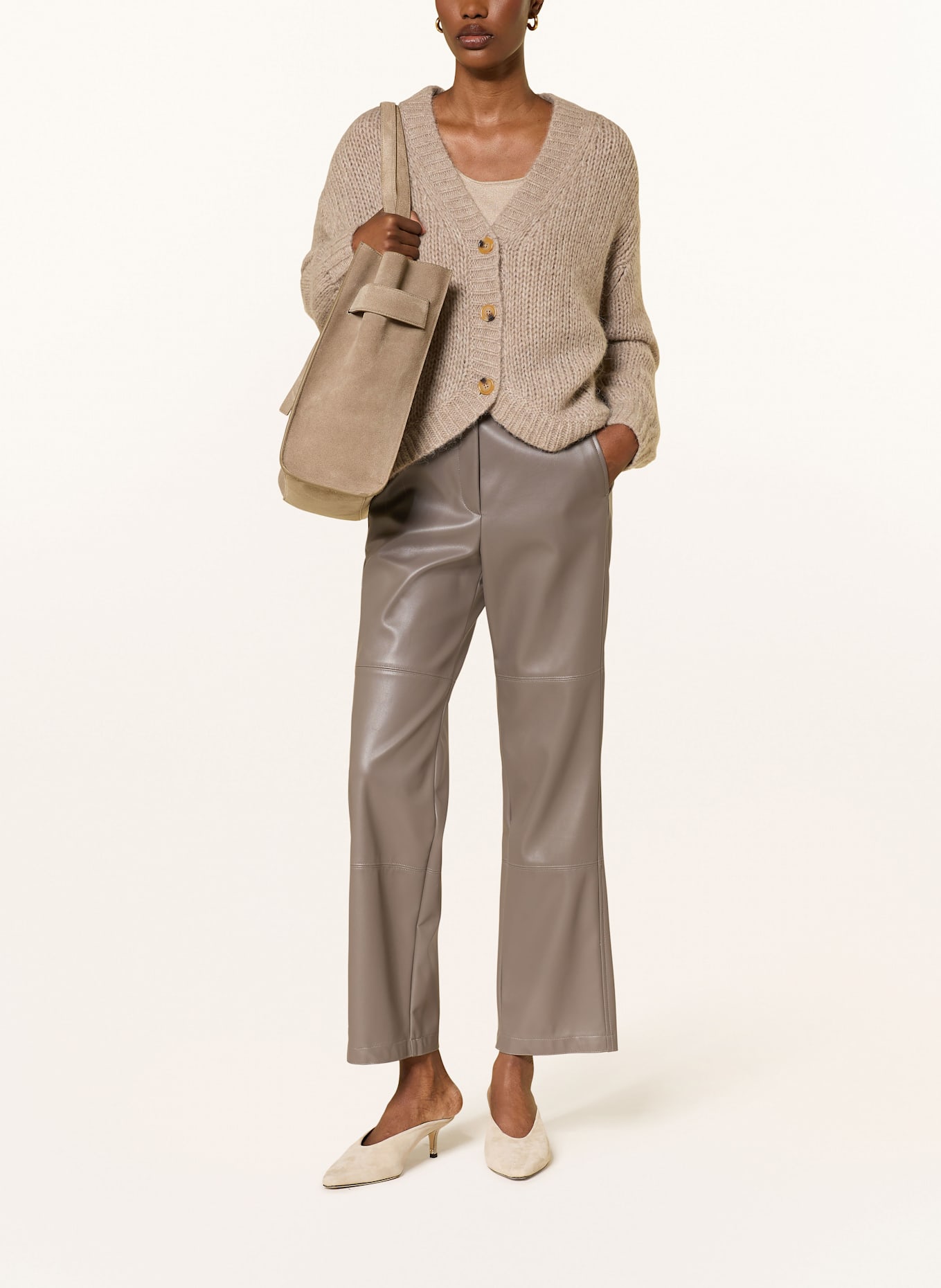 MM 7/8-Hose STRUZZO in Lederoptik: TAUPE