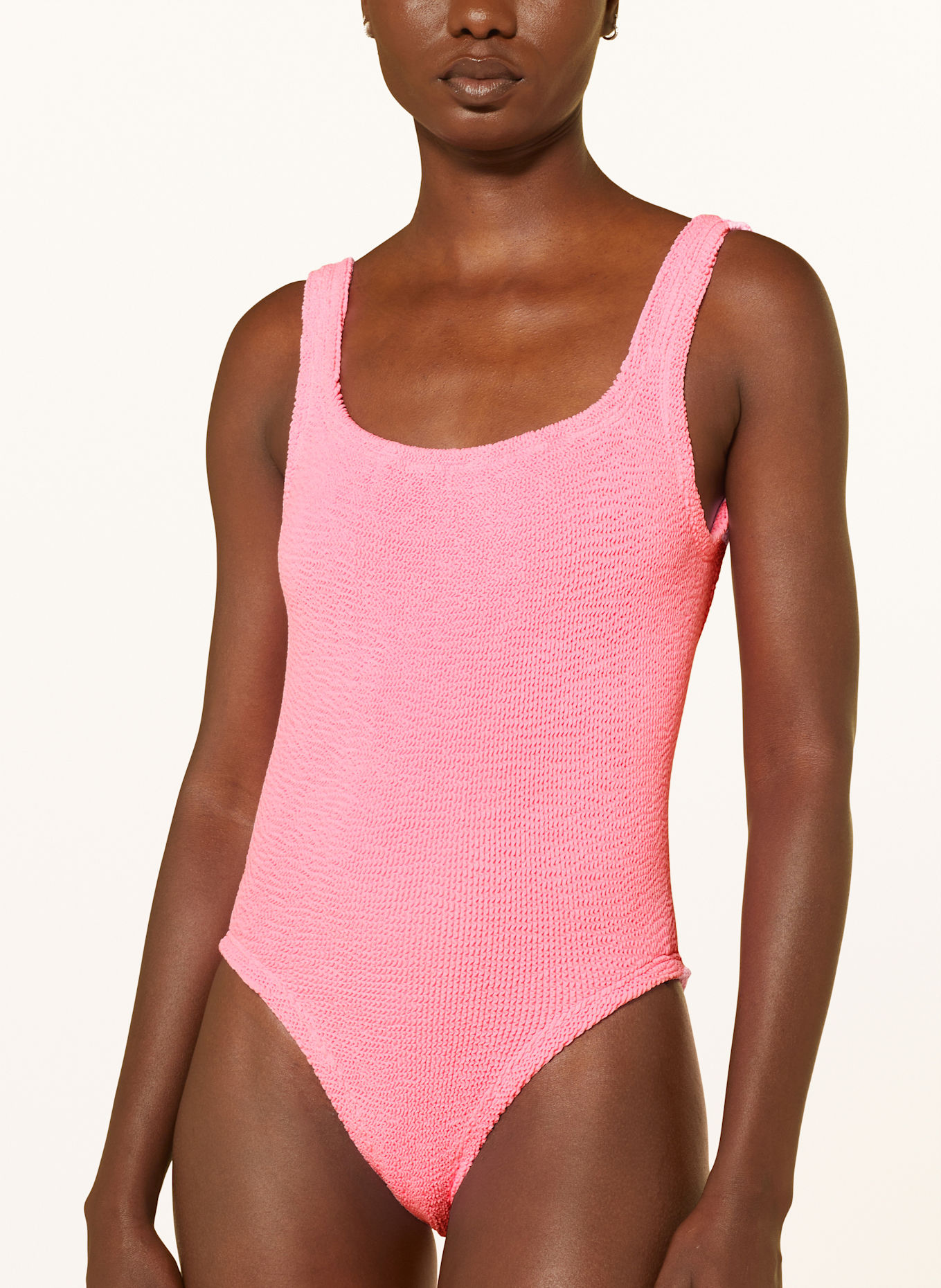 Hunza G Badeanzug SQUARE NECK: ROSA