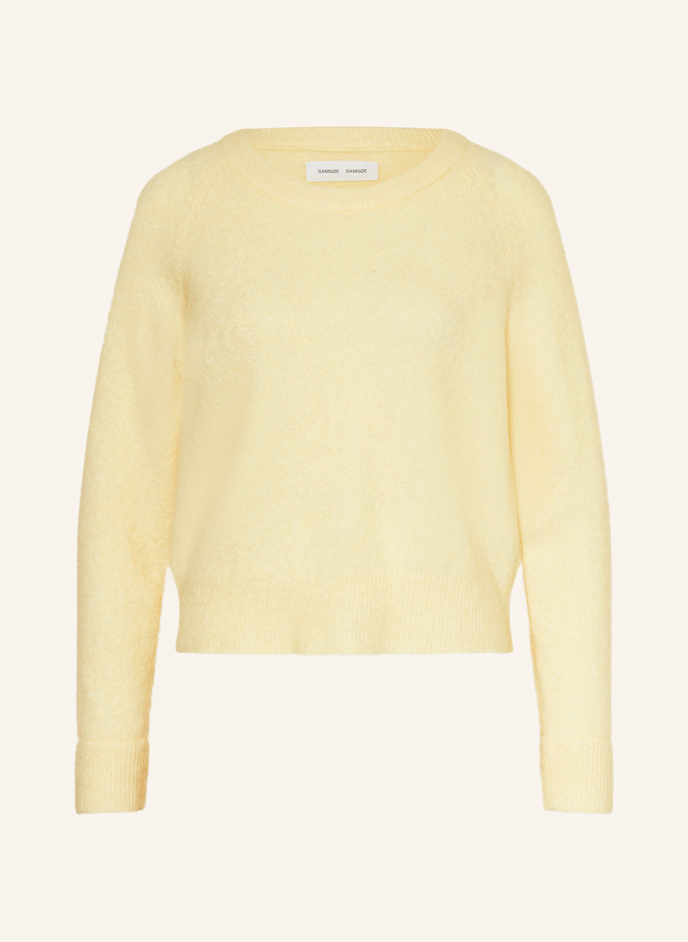 SAMSØE  SAMSØE Sweter NOR O-N SHORT z dodatkiem alpaki: JASNOŻÓŁTY