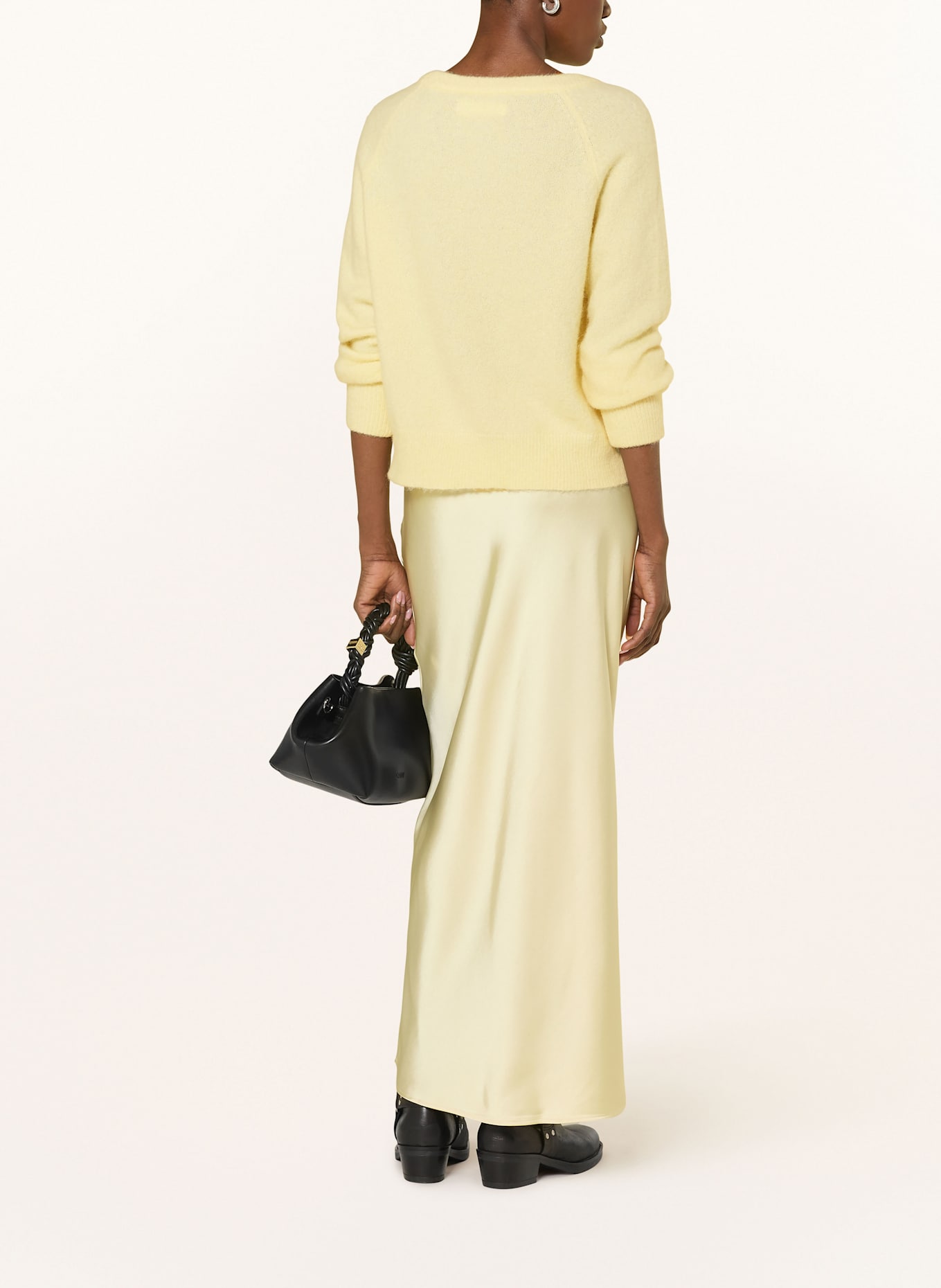 SAMSØE  SAMSØE Sweter NOR O-N SHORT z dodatkiem alpaki: JASNOŻÓŁTY