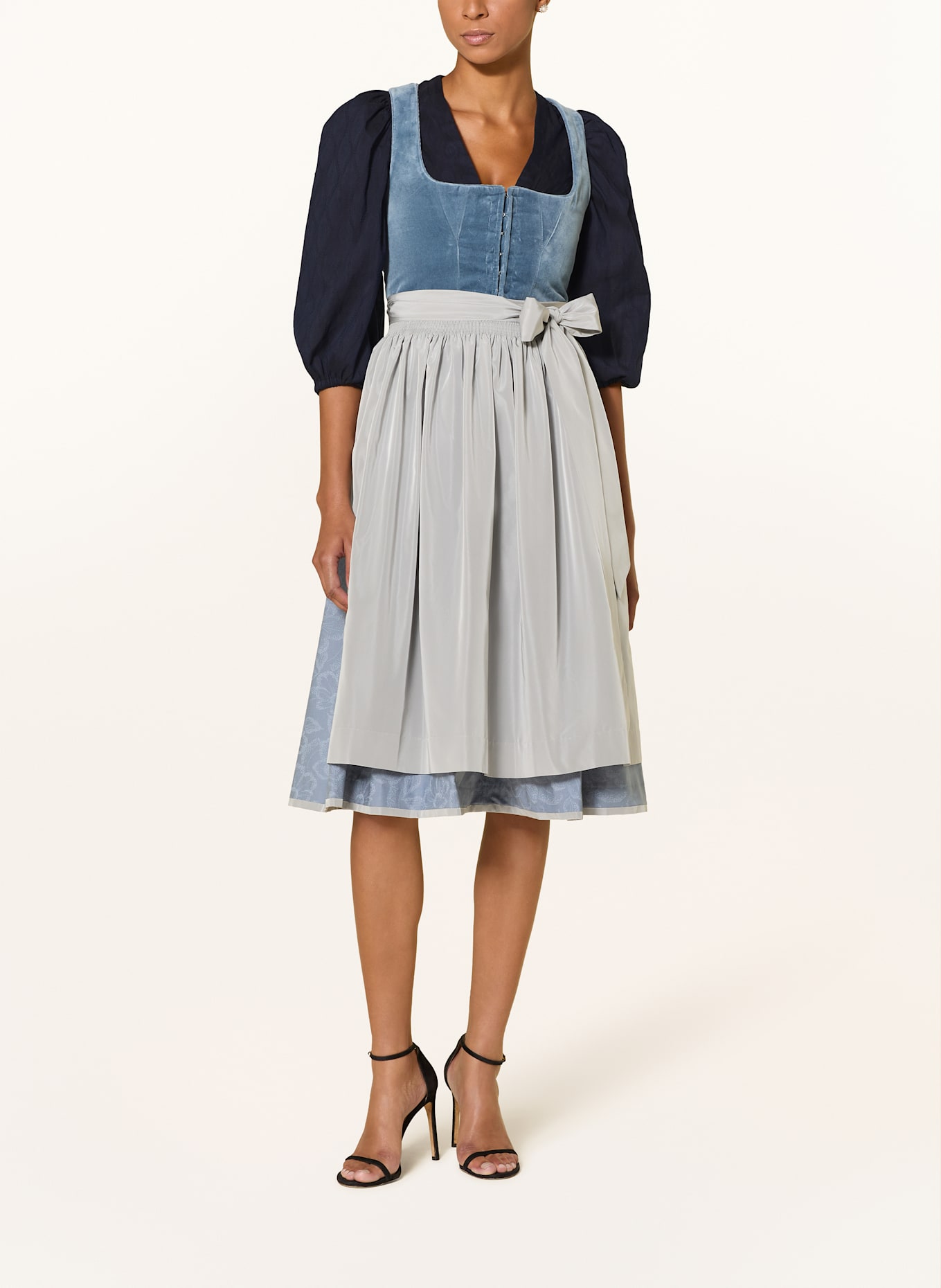 Heimatglück Tracht Dirndlbluse VIVI mit 3/4-Amr: DUNKELBLAU