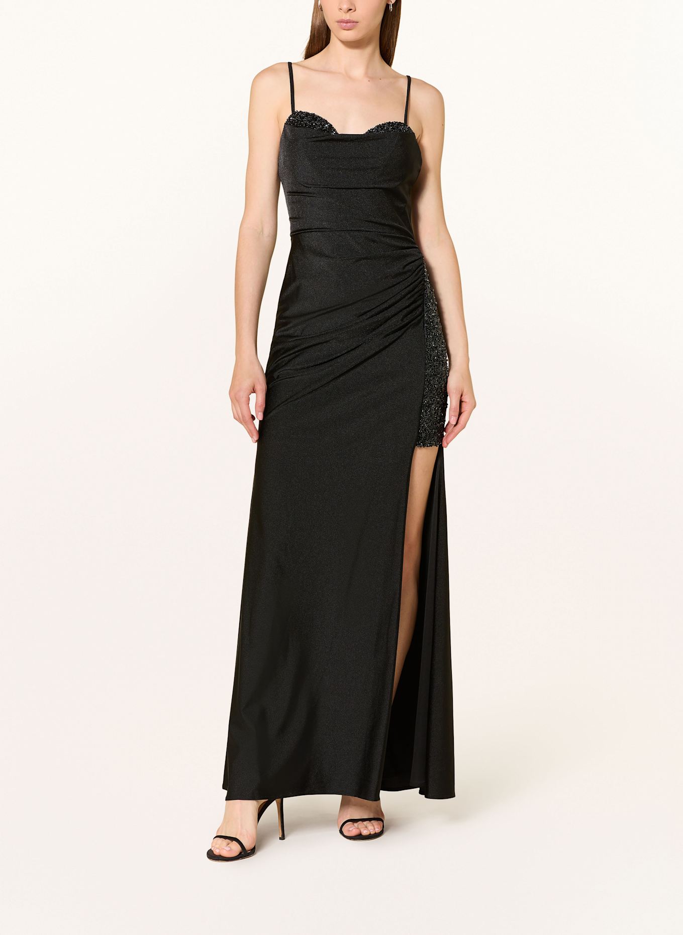 Hey Kyla Abendkleid mit Schmucksteinen und Pailletten: SCHWARZ