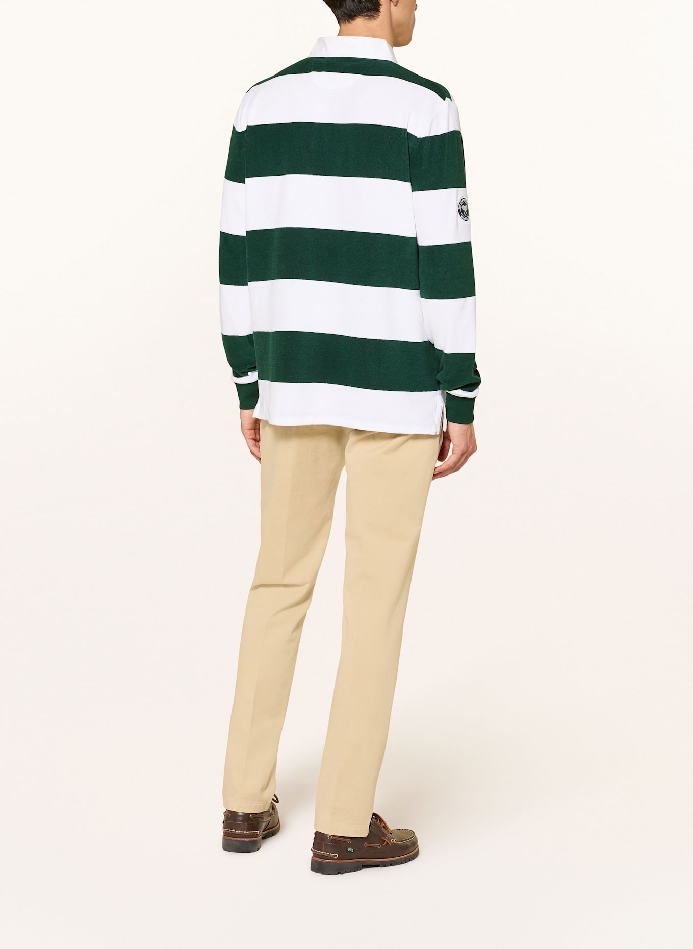 POLO RALPH LAUREN Frottee-Rugbyshirt Classic Fit: WEISS/ GRÜN