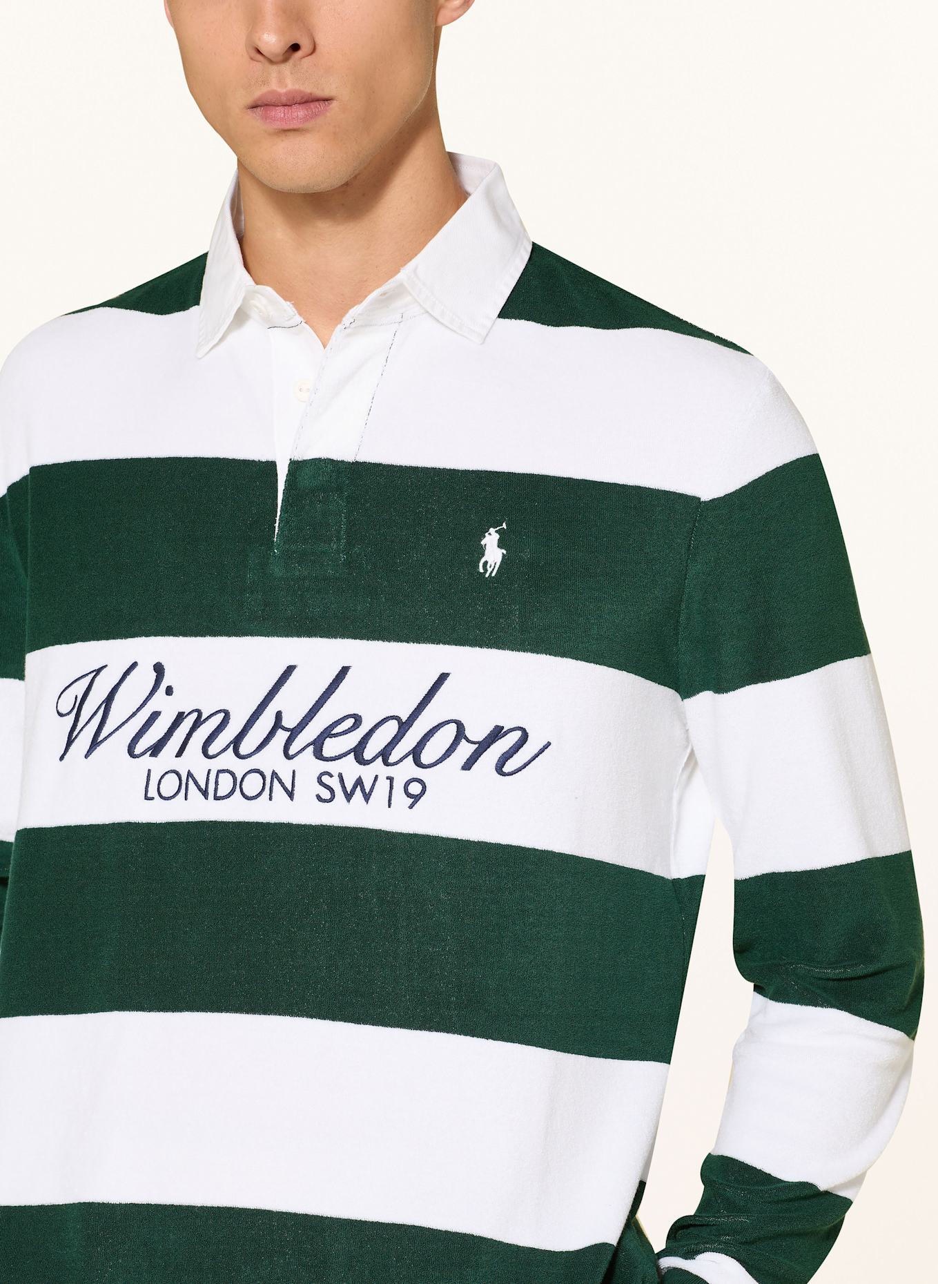 POLO RALPH LAUREN Frottee-Rugbyshirt Classic Fit: WEISS/ GRÜN