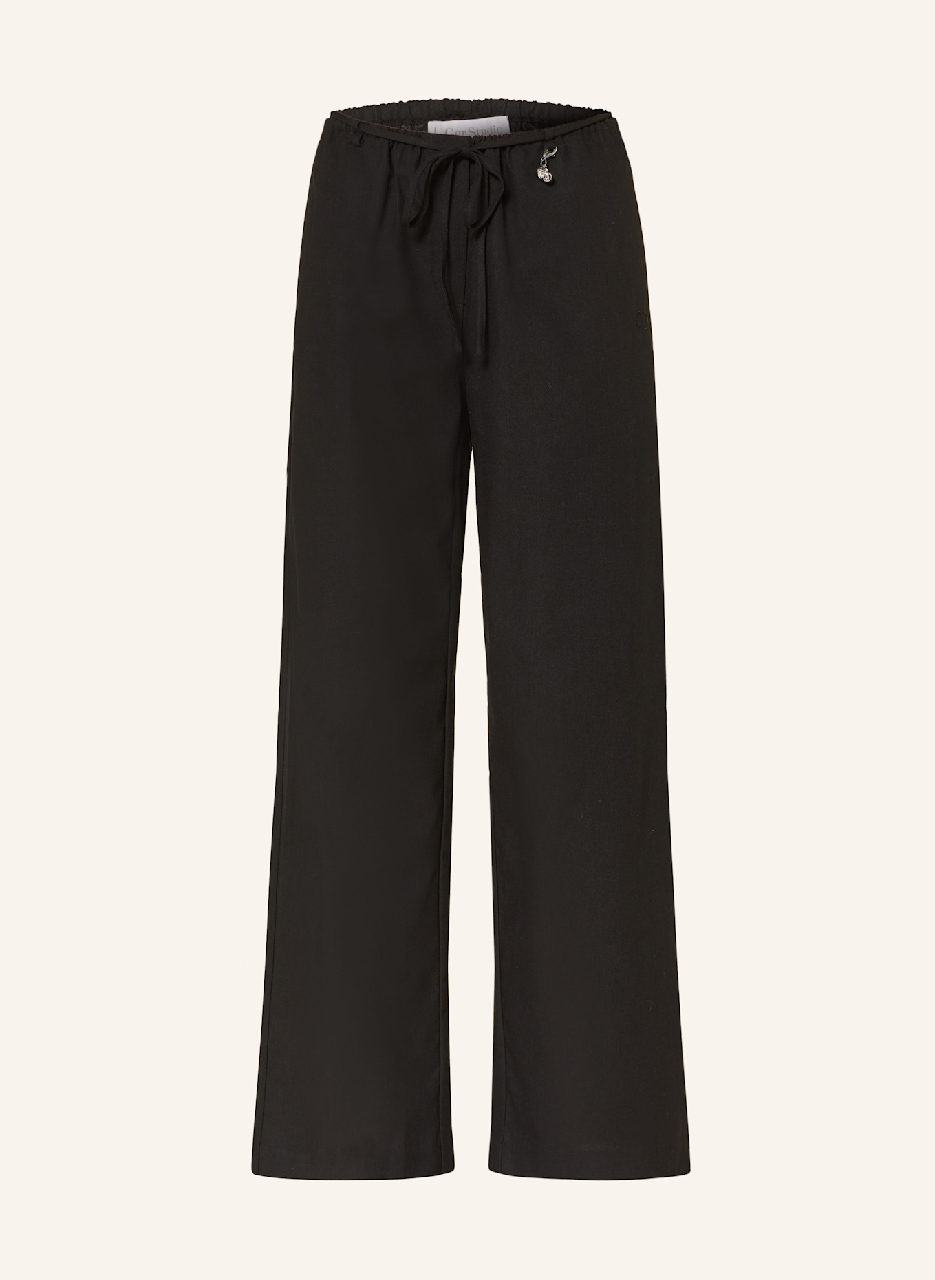 LeGer Studio Wide leg trousers EMELIE with linen: BLACK