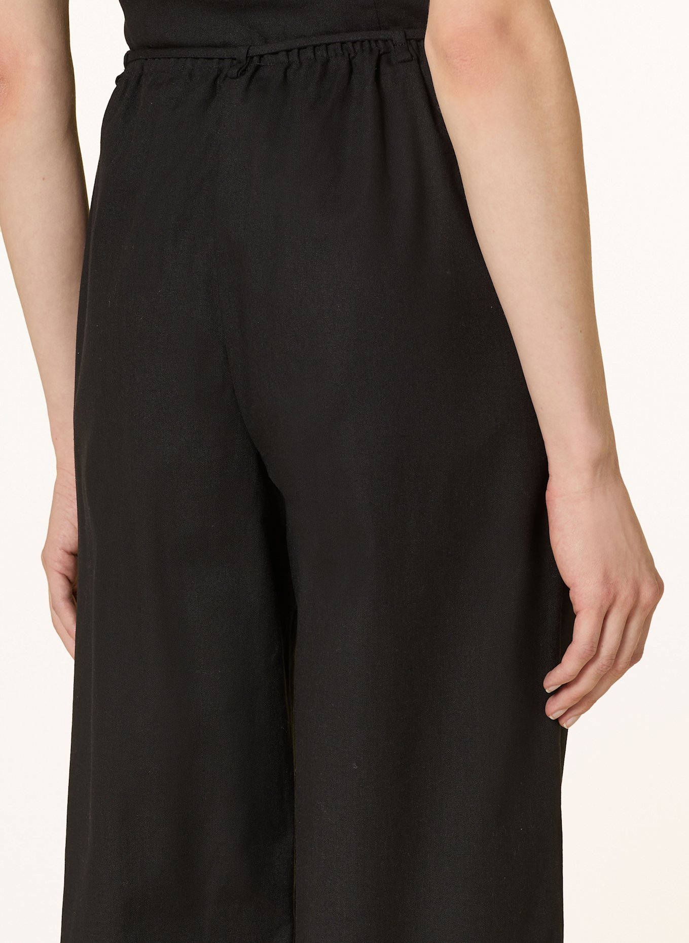 LeGer Studio Wide leg trousers EMELIE with linen: BLACK