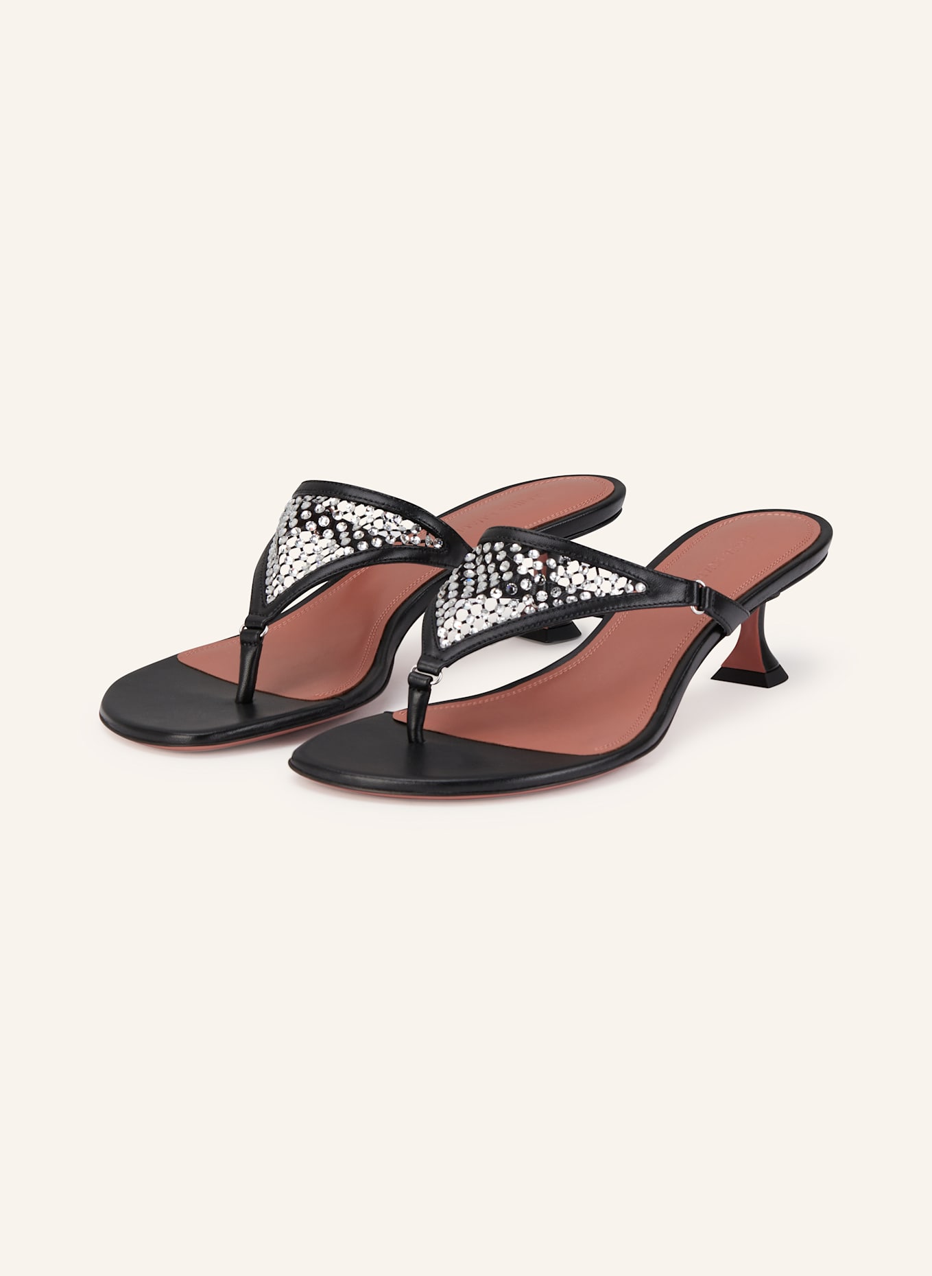 AMINA MUADDI Zehentrenner CAMERON mit Schmucksteinen: SCHWARZ