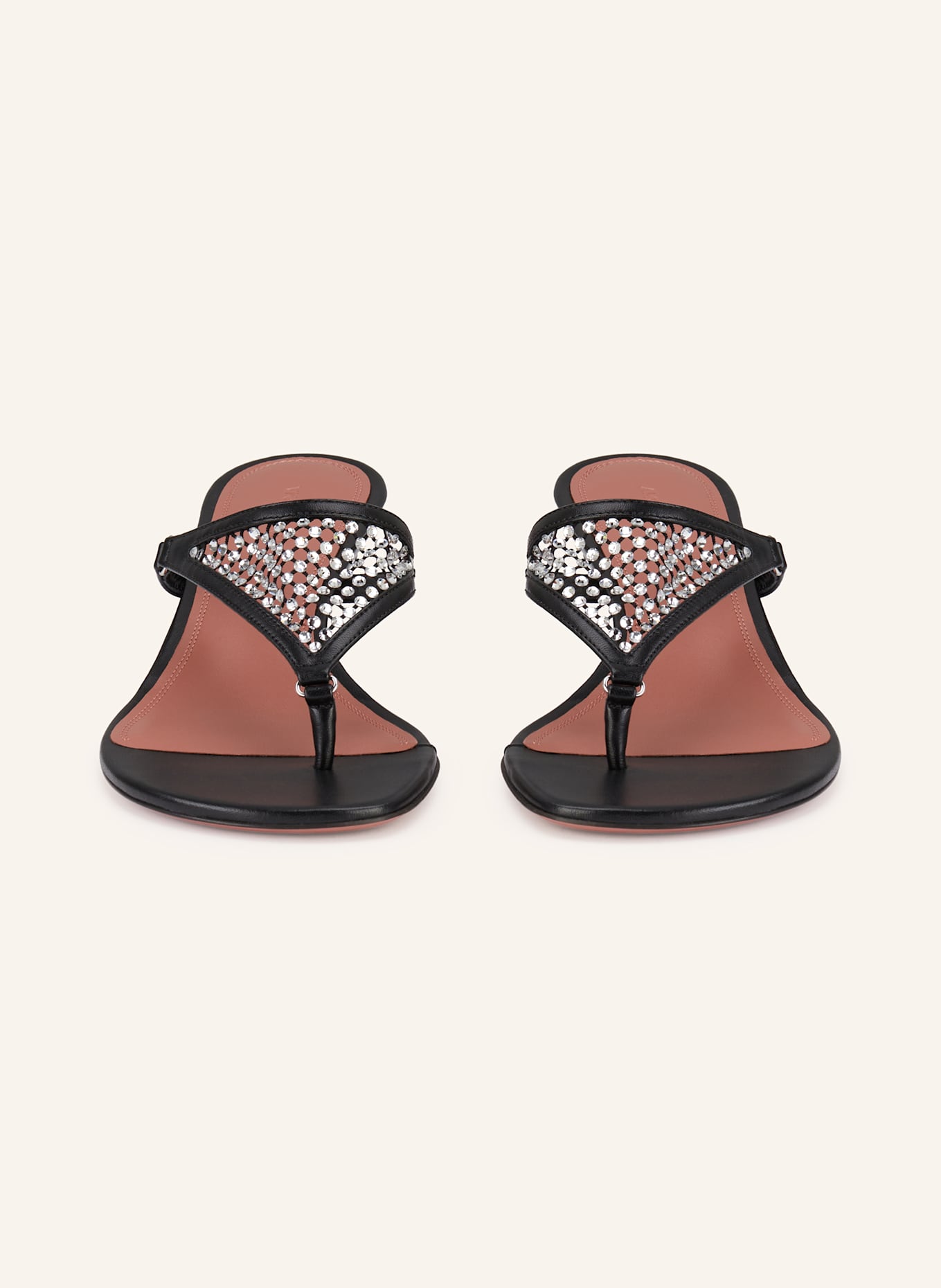 AMINA MUADDI Zehentrenner CAMERON mit Schmucksteinen: SCHWARZ