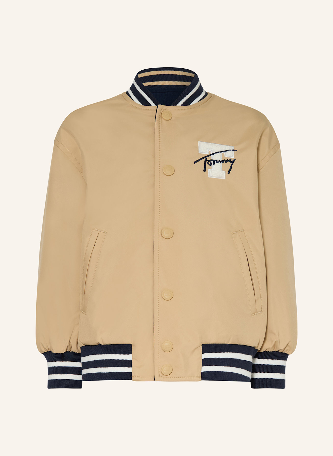 TOMMY HILFIGER Dwustronny bluzon: JASNOBRĄZOWY/ NIEBIESKI