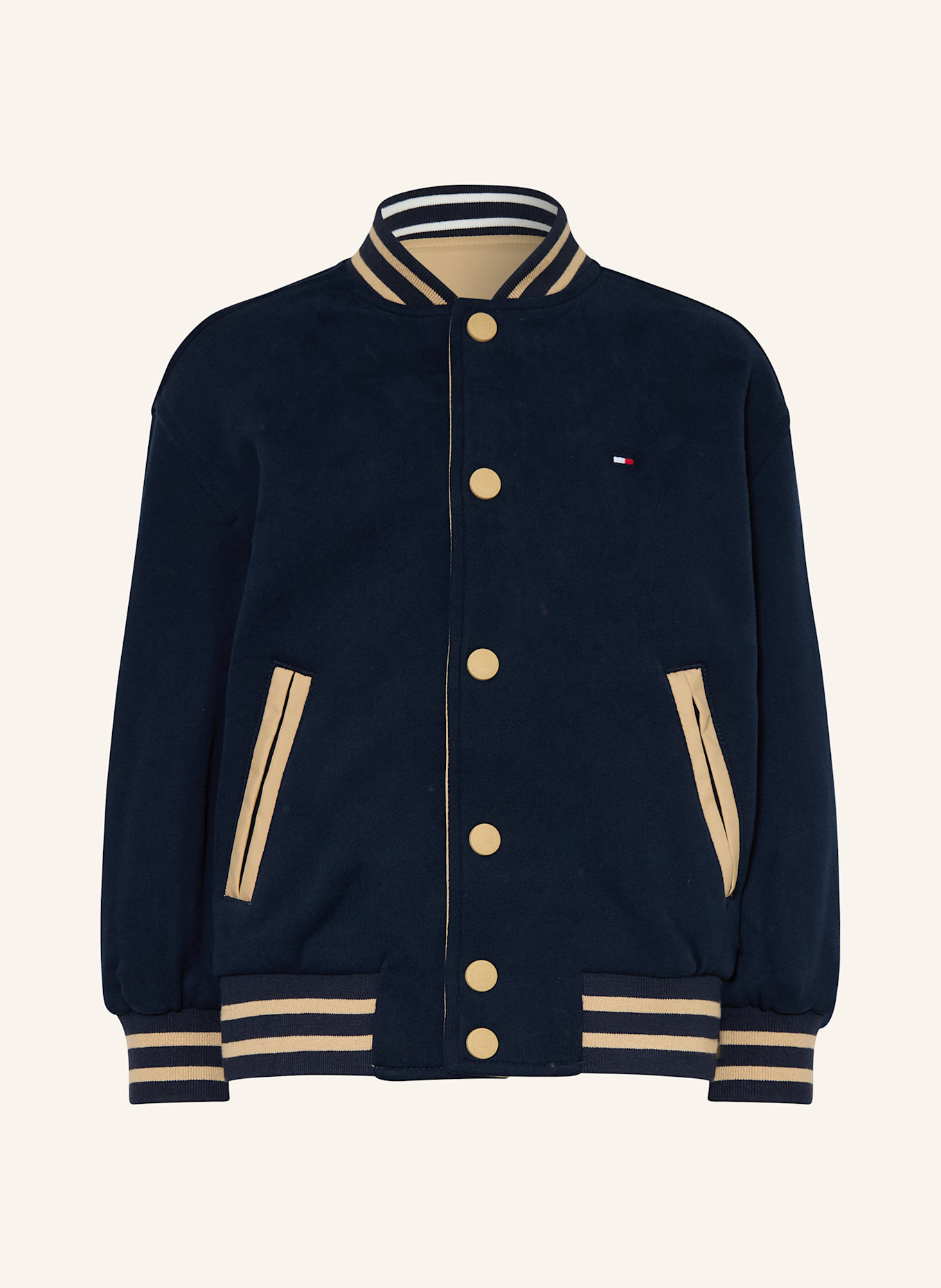 TOMMY HILFIGER Dwustronny bluzon: JASNOBRĄZOWY/ NIEBIESKI