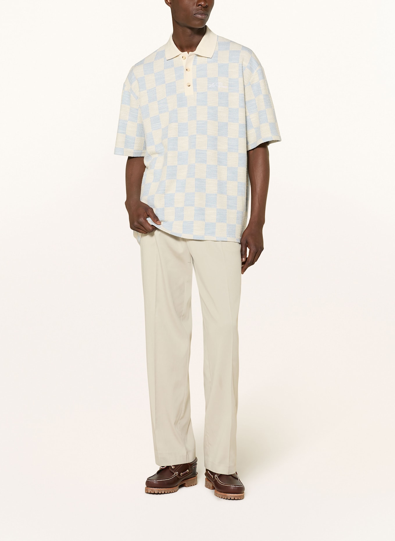 LES DEUX Jersey-Poloshirt BRANSON: CREME / HELLBLAU