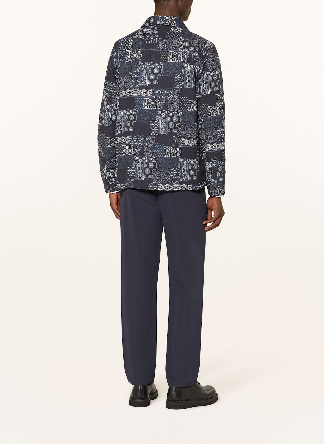 LES DEUX Jacquard-Overshirt LAYTON: DUNKELBLAU