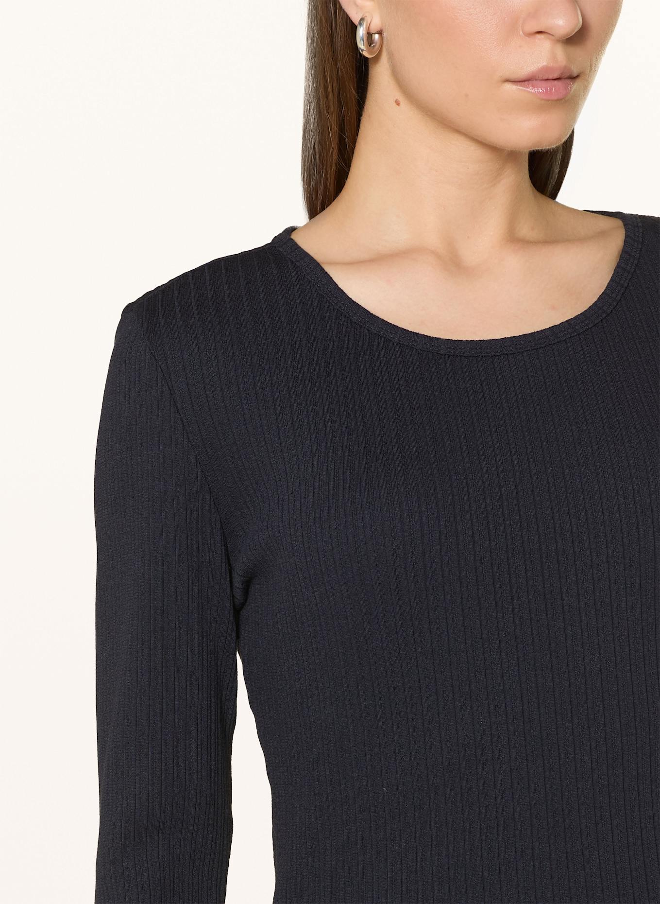 Marc O'Polo DENIM Longsleeve mit Rüschen: DUNKELBLAU