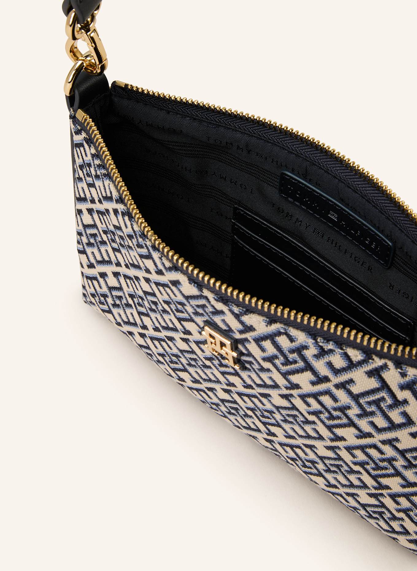 TOMMY HILFIGER Torba na ramię: GRANATOWY/ KREMOWY