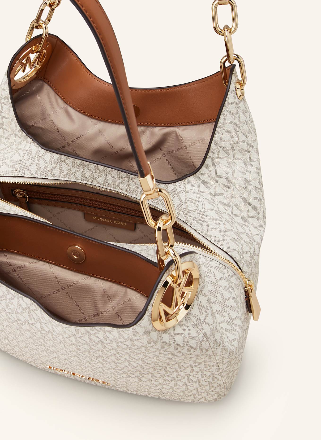 MICHAEL KORS Schultertasche: CREME / HELLBRAUN