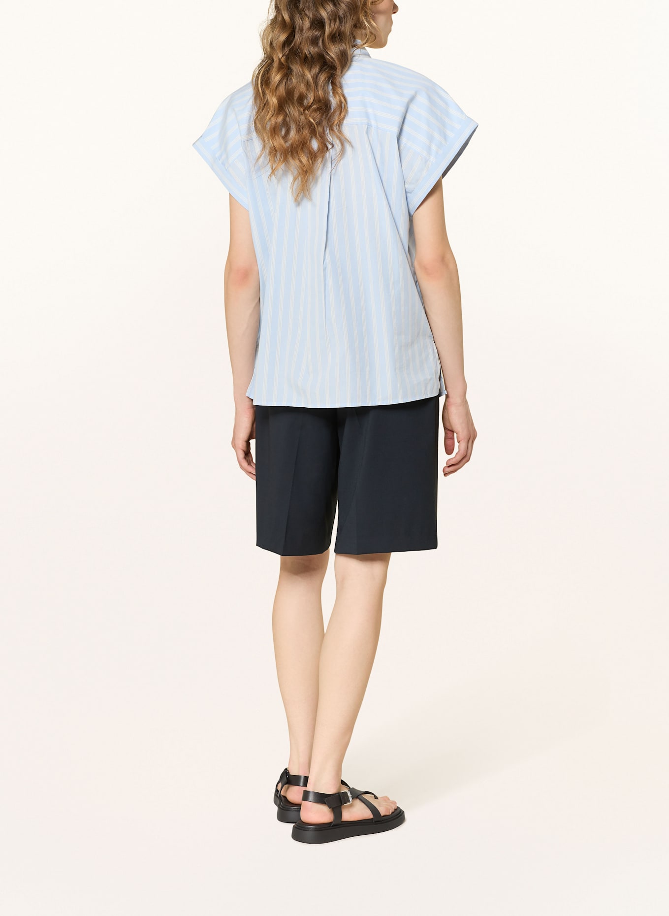 TOMMY HILFIGER Hemdbluse: WEISS / HELLBLAU