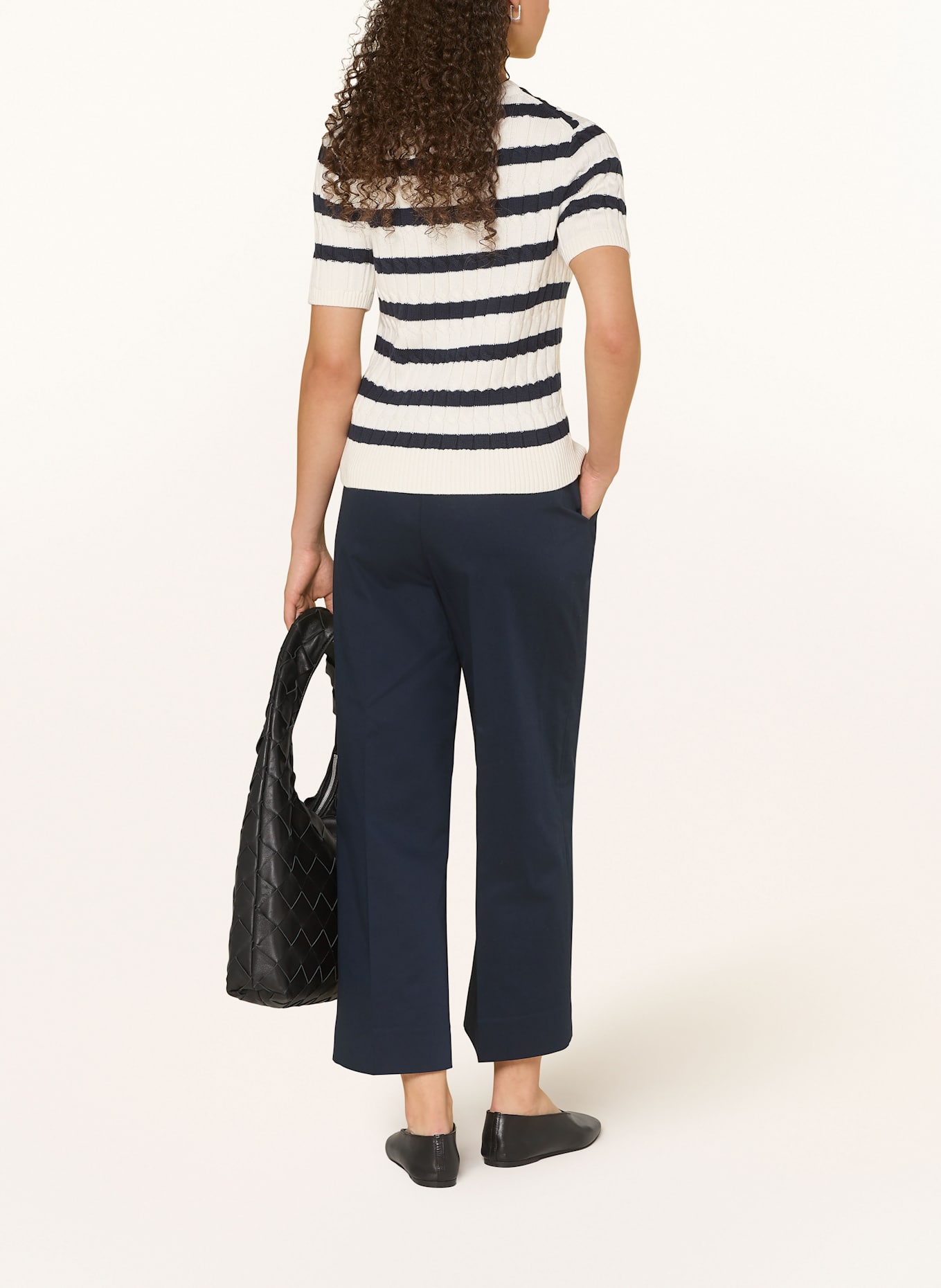 TOMMY HILFIGER Strickshirt: WEISS / DUNKELBLAU