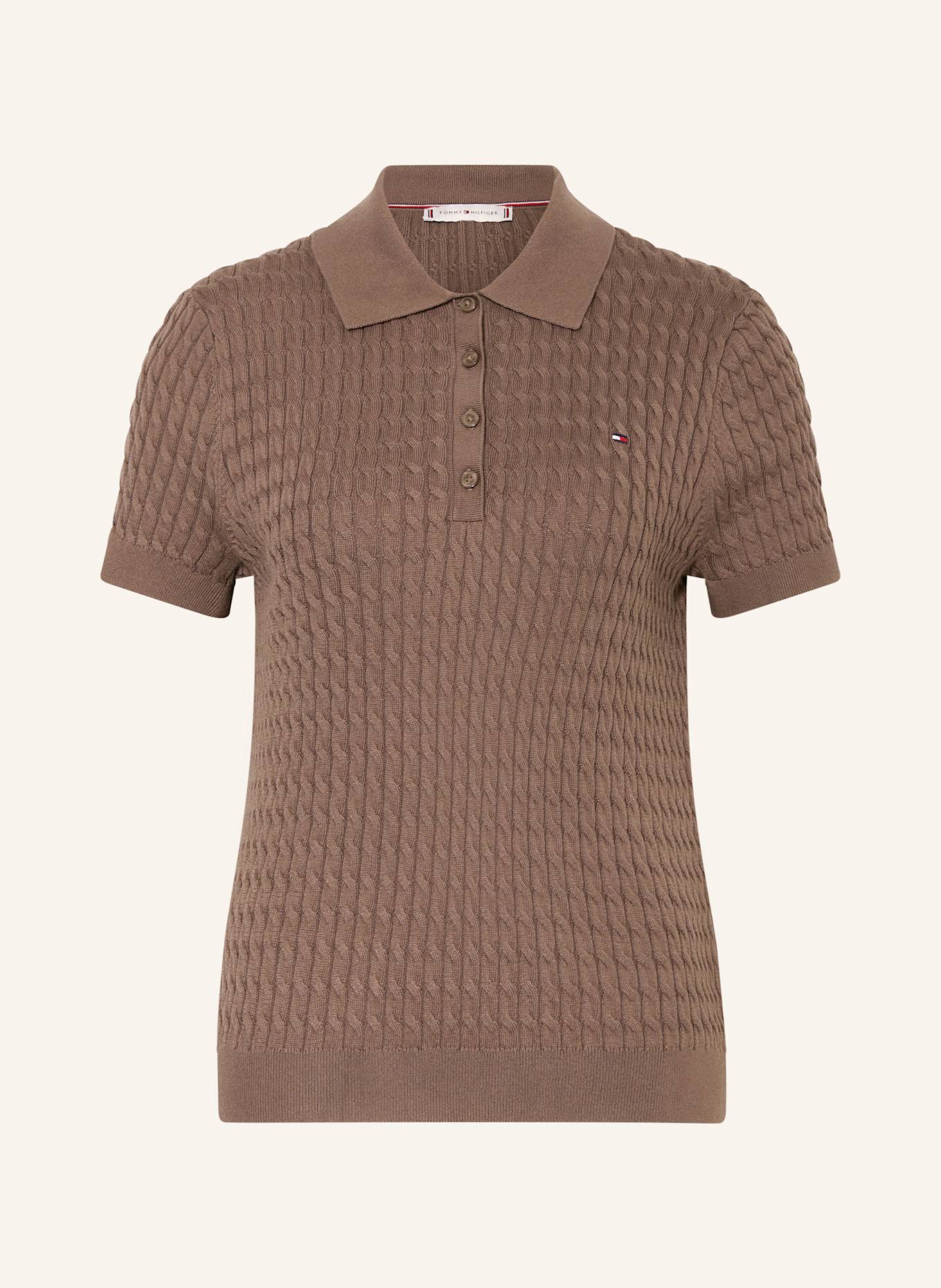 TOMMY HILFIGER Strick-Poloshirt: BRAUN