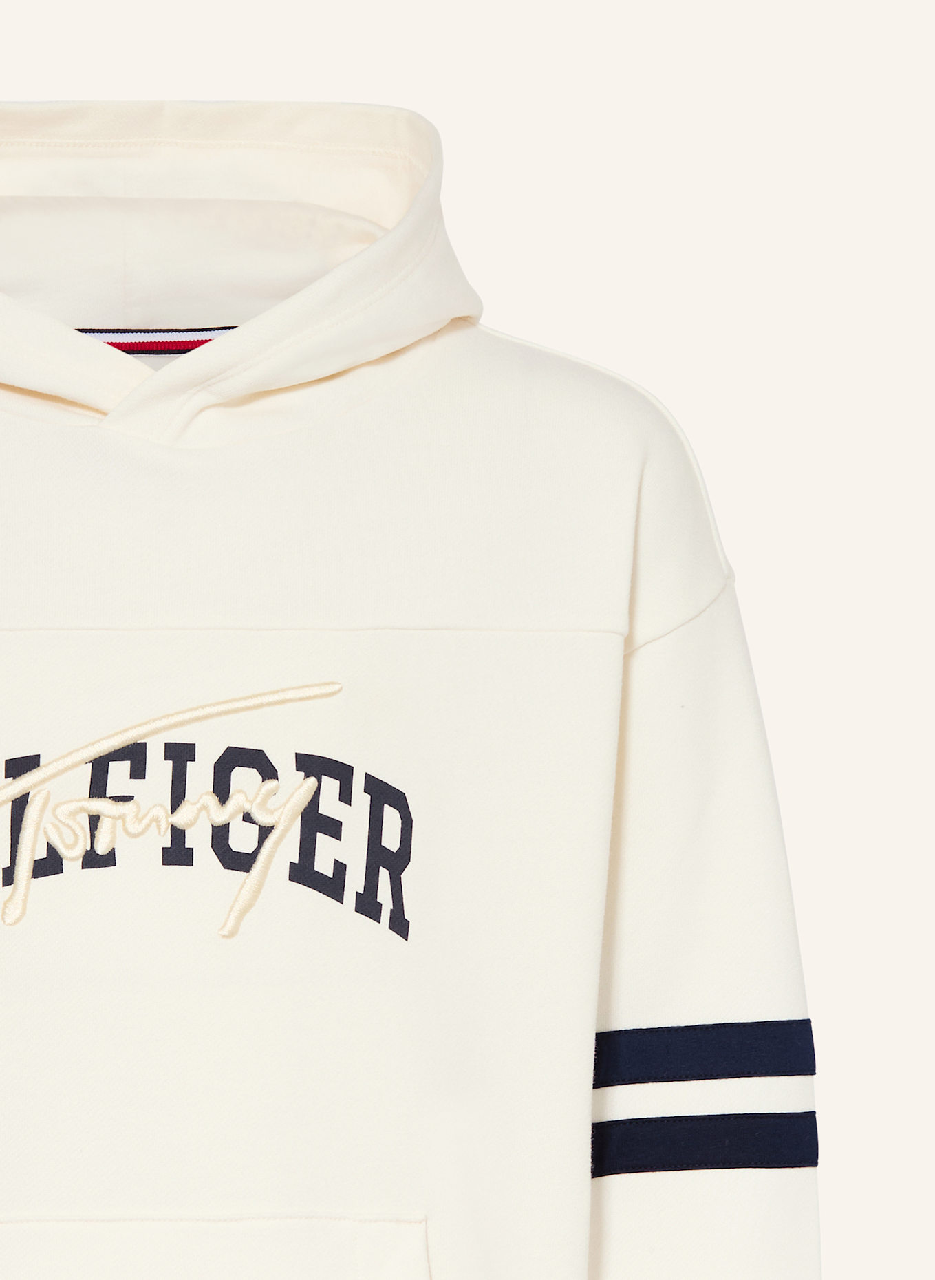 TOMMY HILFIGER Hoodie: CREME / DUNKELBLAU