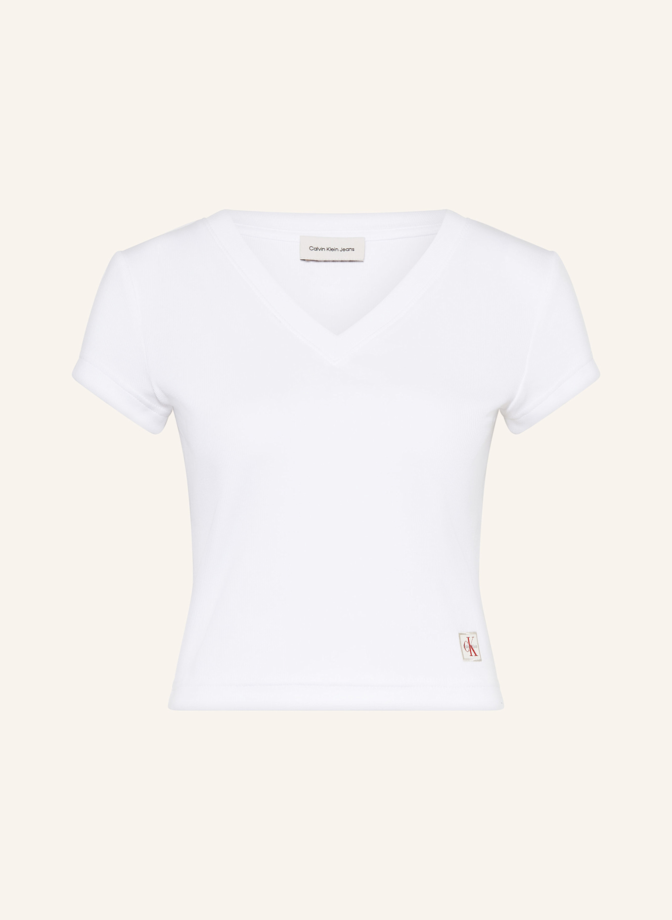 Calvin Klein Paris Kostymbyxor i tyg med struktureffekt T-shirt: BIAŁY