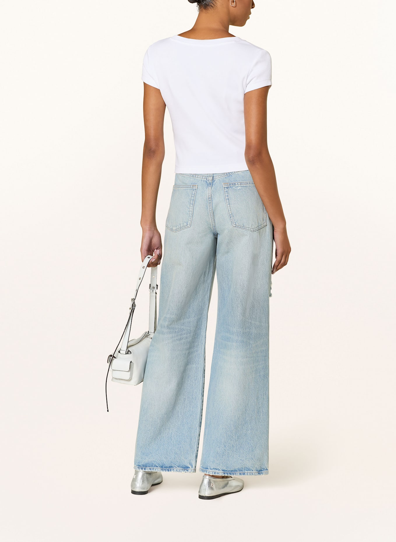 Calvin Klein Paris Kostymbyxor i tyg med struktureffekt T-shirt: BIAŁY