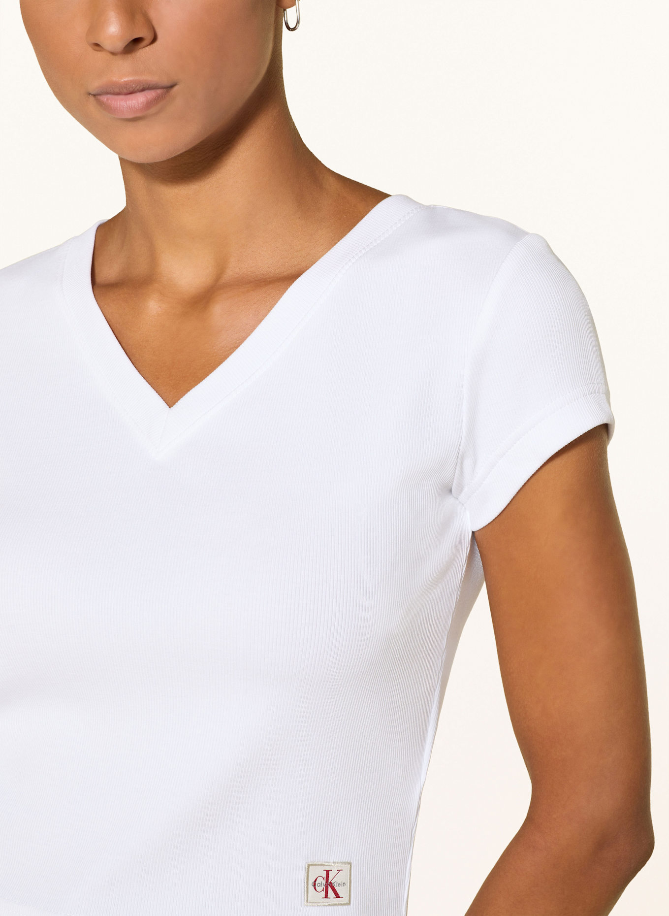 Calvin Klein Paris Kostymbyxor i tyg med struktureffekt T-shirt: BIAŁY