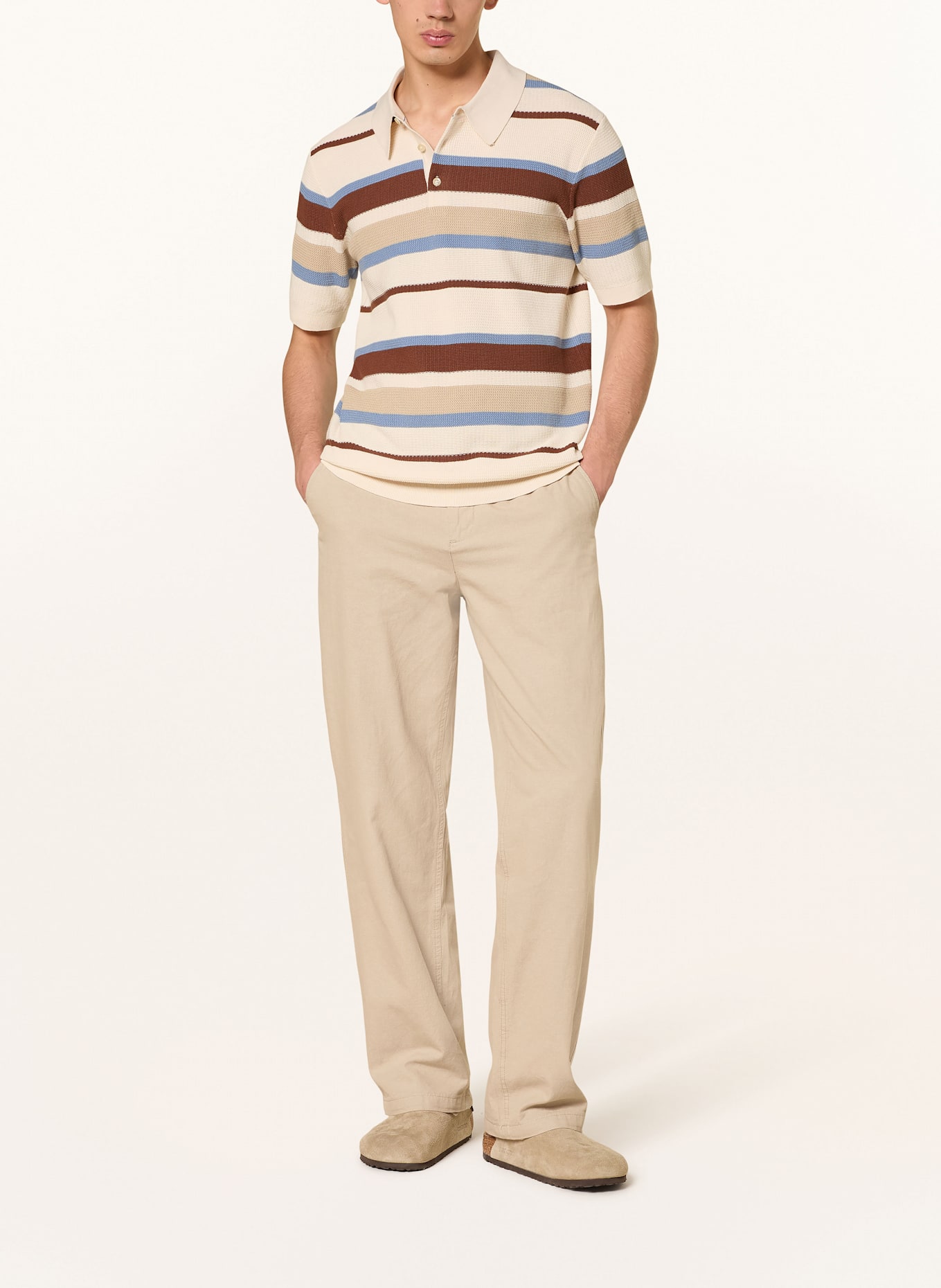 SCOTCH & SODA Strick-Poloshirt: CREME / BRAUN / BLAU