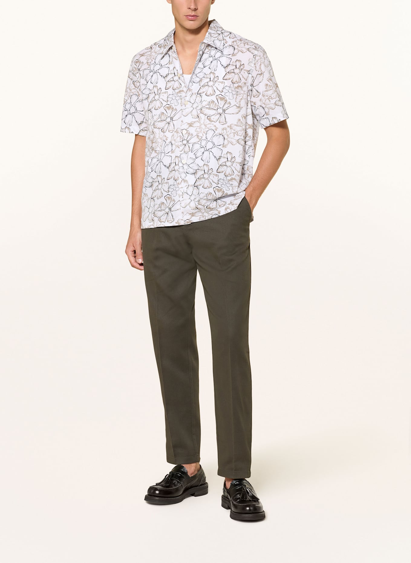 Marc O'Polo Kurzarm-Hemd Regular Fit: WEISS / DUNKELBLAU / BEIGE