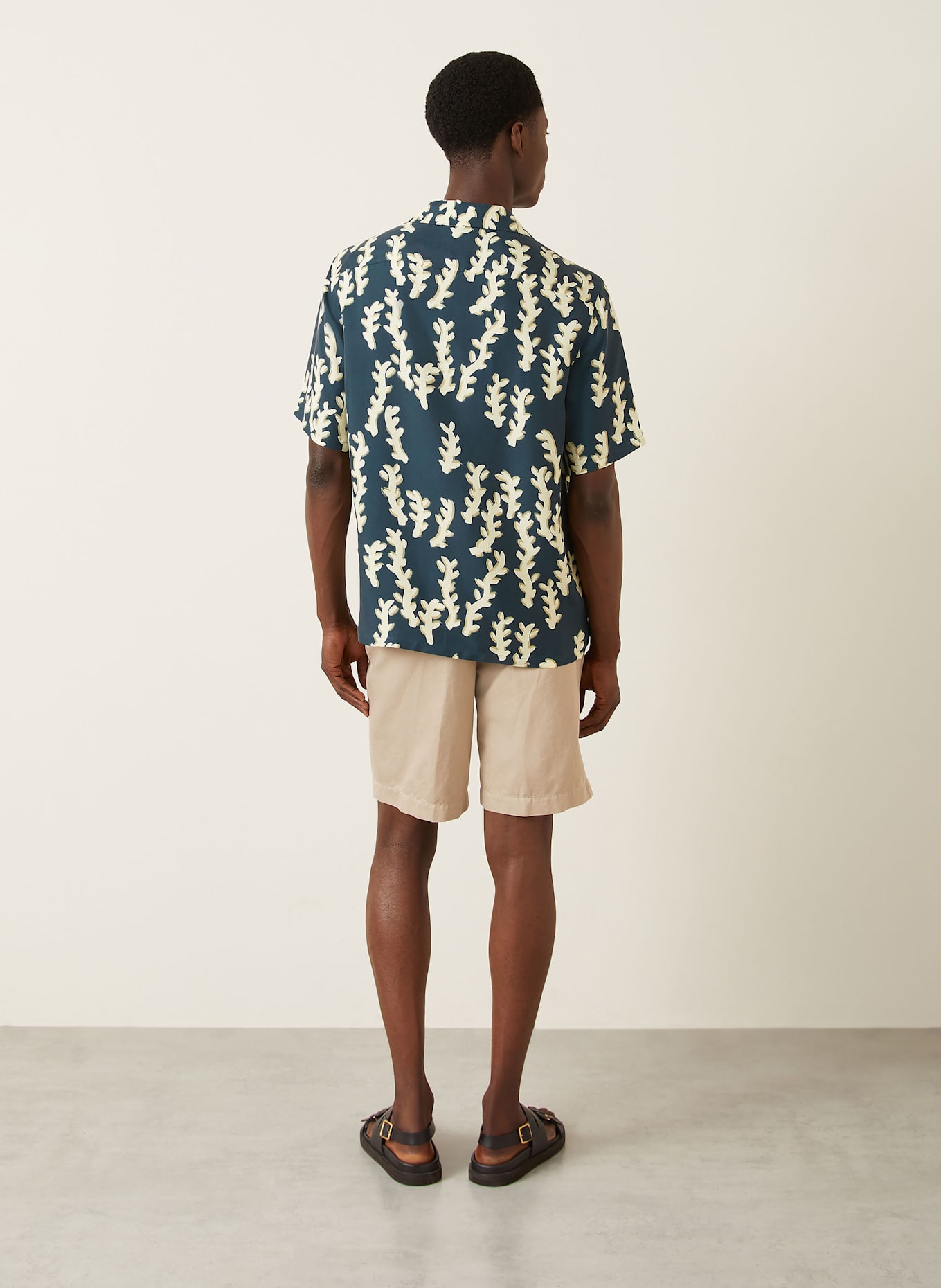 ZEGNA Resorthemd Comfort Fit aus Seide: PETROL / CREME / BEIGE