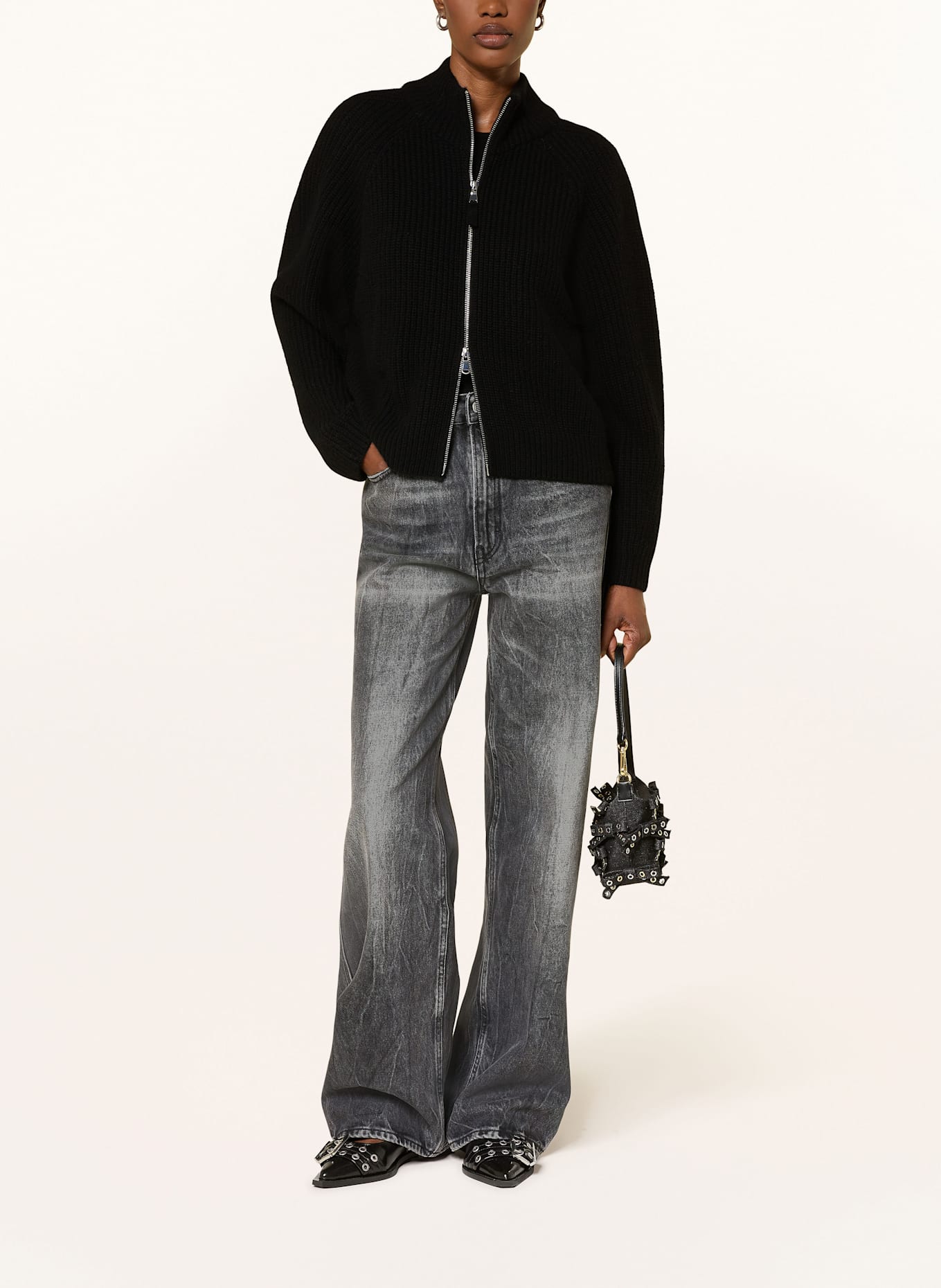 MRS & HUGS Strickjacke mit Cashmere: SCHWARZ