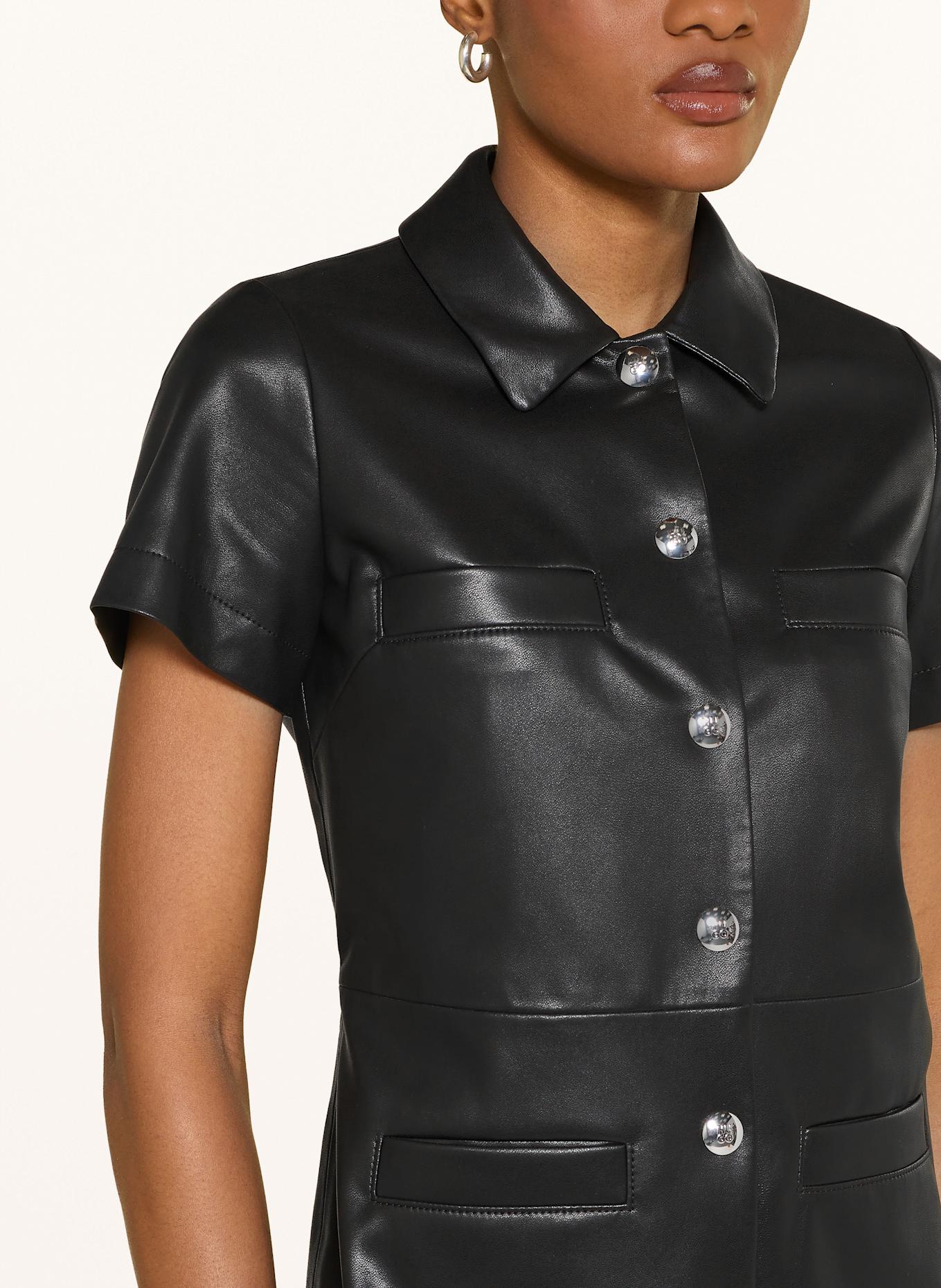 HUGO Hemdblusenkleid KALINDANA in Lederoptik: SCHWARZ