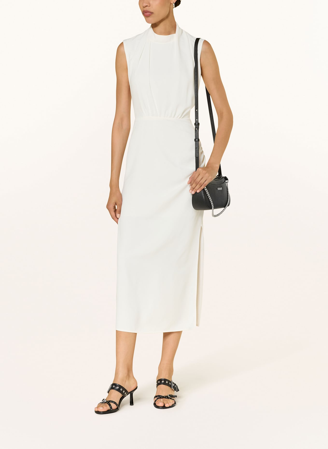 HUGO KIMILE sheath toweling dress: CREAM